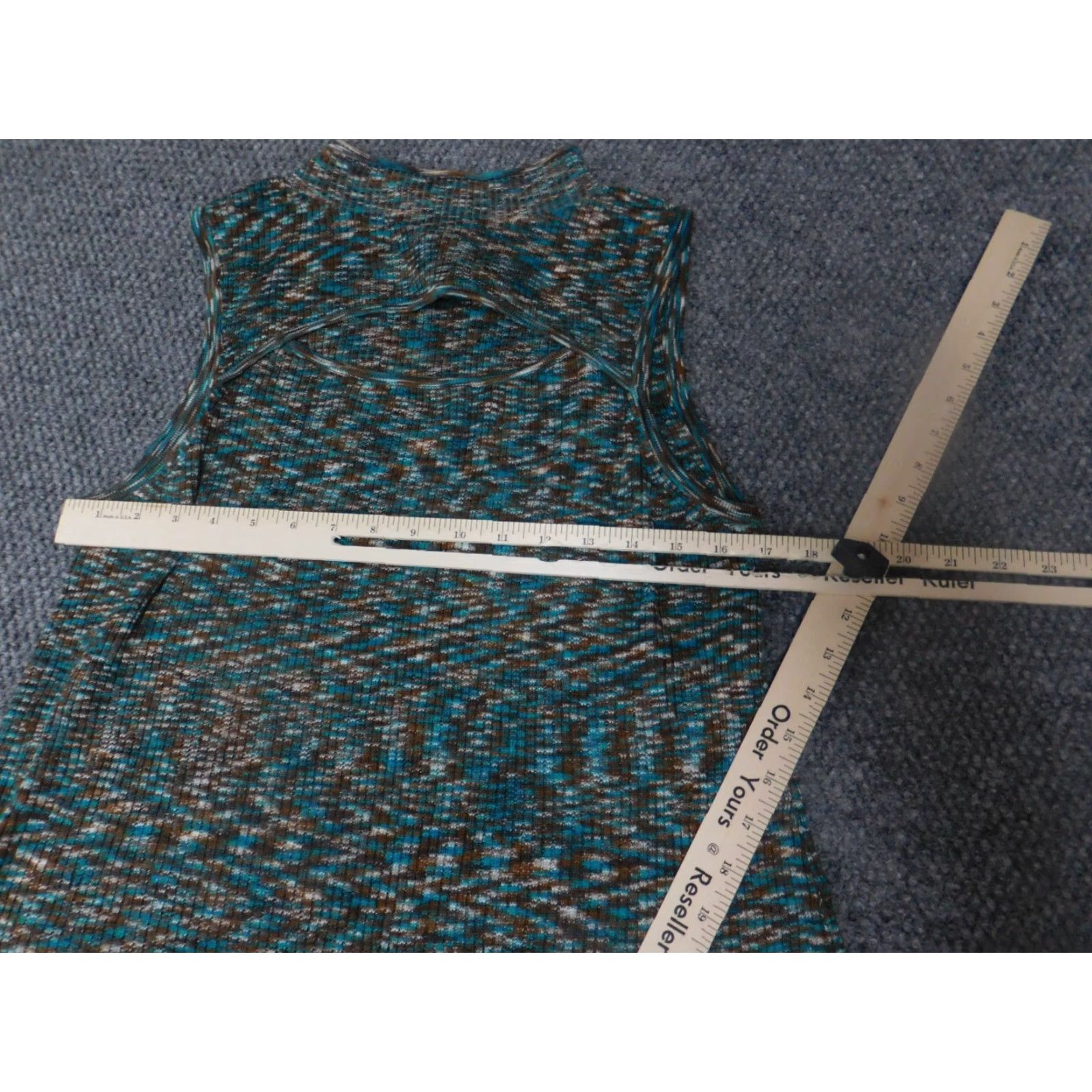 Vintage Cato Womens Dress A-Line Midi PullOver Knit Green L Regular Puff Sleeve Crochet Crew Neck Casual Winter Modernist Size L / US 10 / IT 46 - 3 Thumbnail