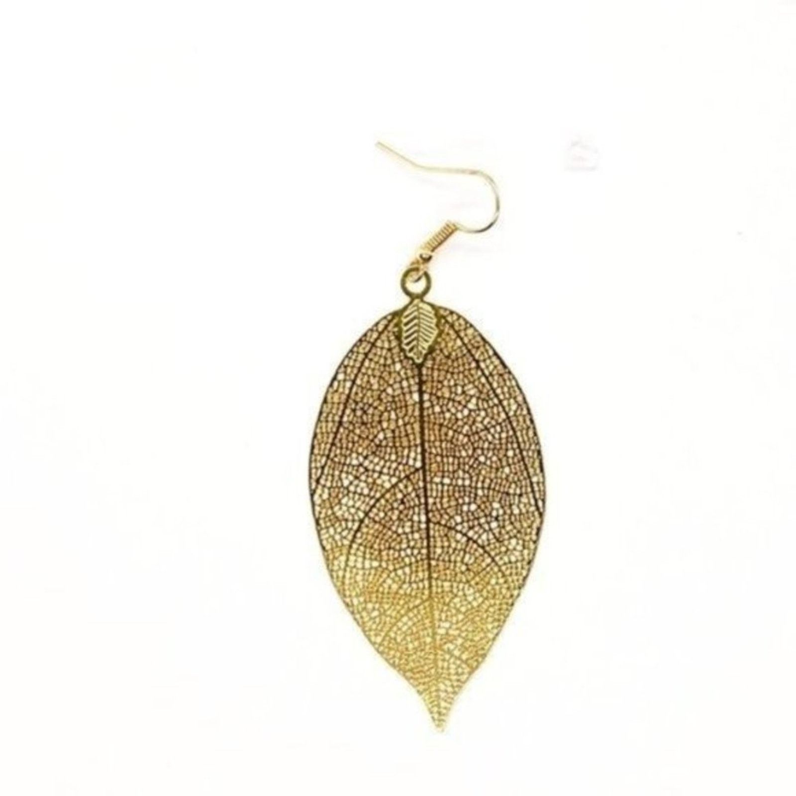 Other Gold-Tone Laser Cut Leaf Dangle Earrings Size ONE SIZE - 3 Thumbnail