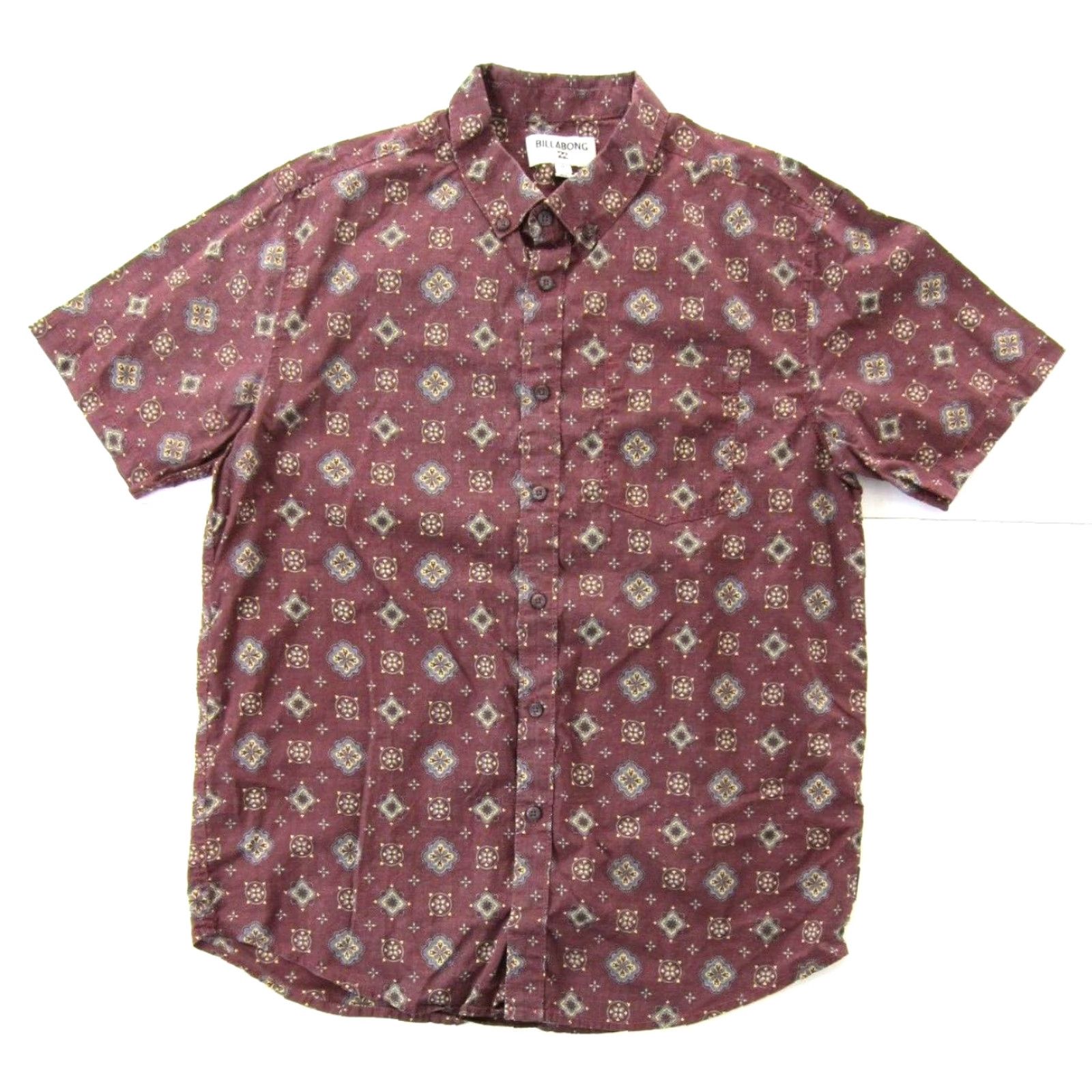 Billabong Billabong Cotton Red Yellow Blue Paisley Button Down Short Sleeve Shirt Men M Size US M / EU 48-50 / 2 - 2 Thumbnail