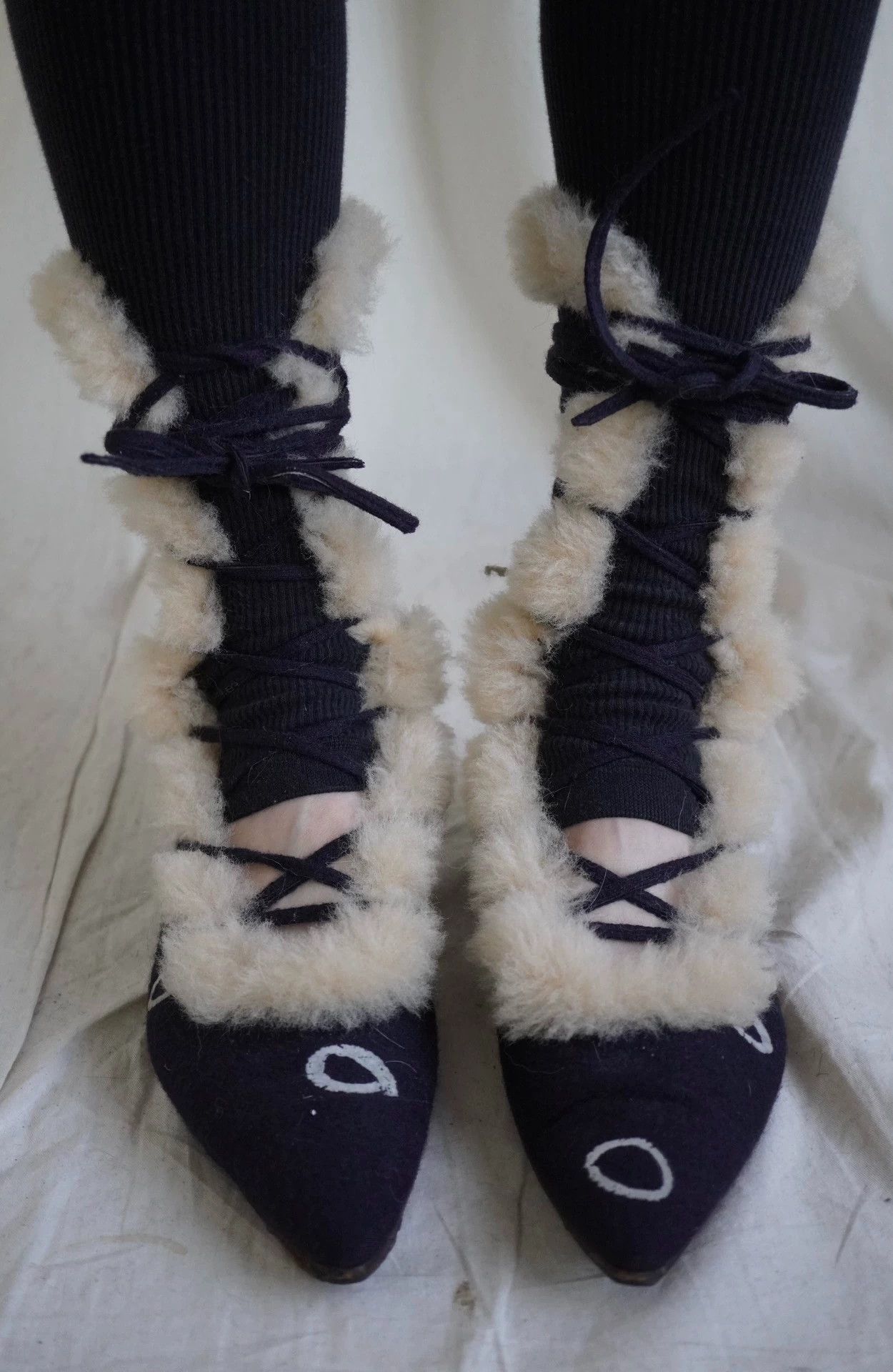 mina perhonen MinaPerhonen 2000s Hand-Painted Fur Boots 9/10 EU36.5 Size US 6 / IT 36 - 6 Thumbnail