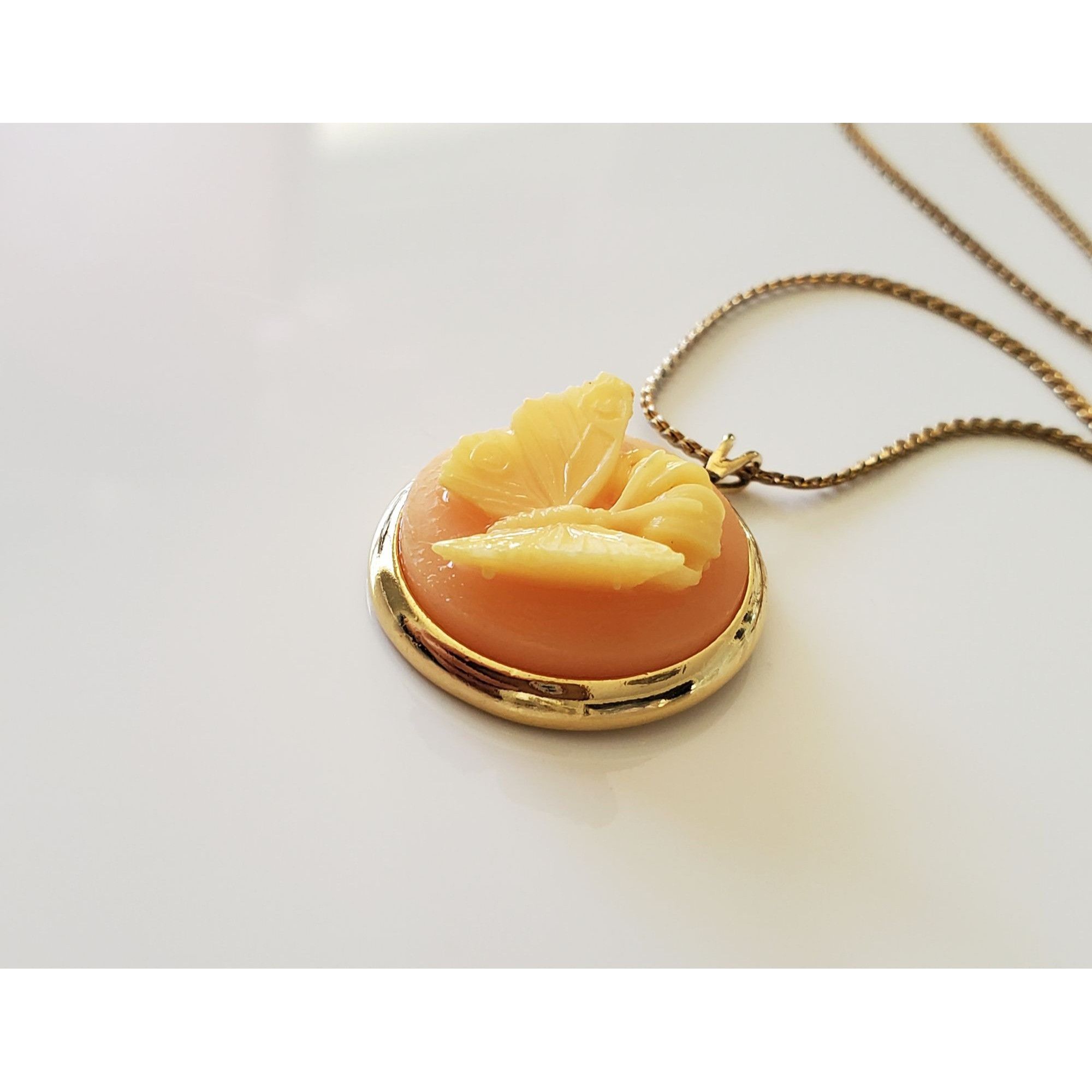 Other Vintage 1980s Trifari Designer Butterfly Cameo Necklace Size ONE SIZE - 3 Thumbnail