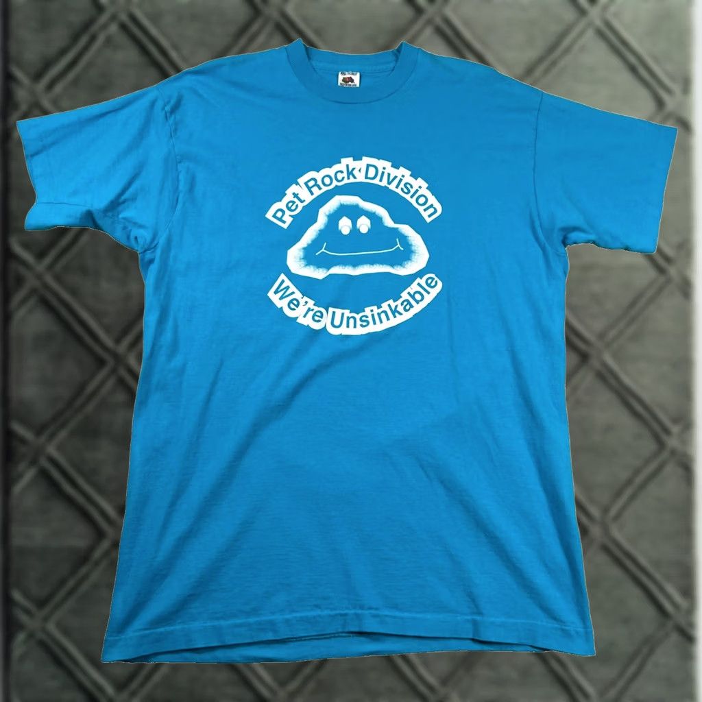 Fruit Of The Loom VINTAGE Fruit of the Loom Shirt Mens 2XL Crew Neck Short Sleeve Blue Cotton Knit 80s 90s Obscure Fun USA Size US XXL / EU 58 / 5 - 1 Thumbnail