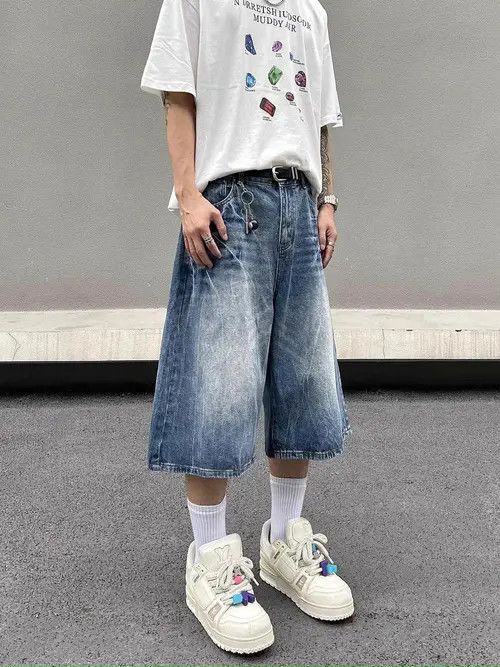 Jean Lightning Bolt Jorts - Y2K Inspired Denim Shorts Size US 29 - 3 Thumbnail