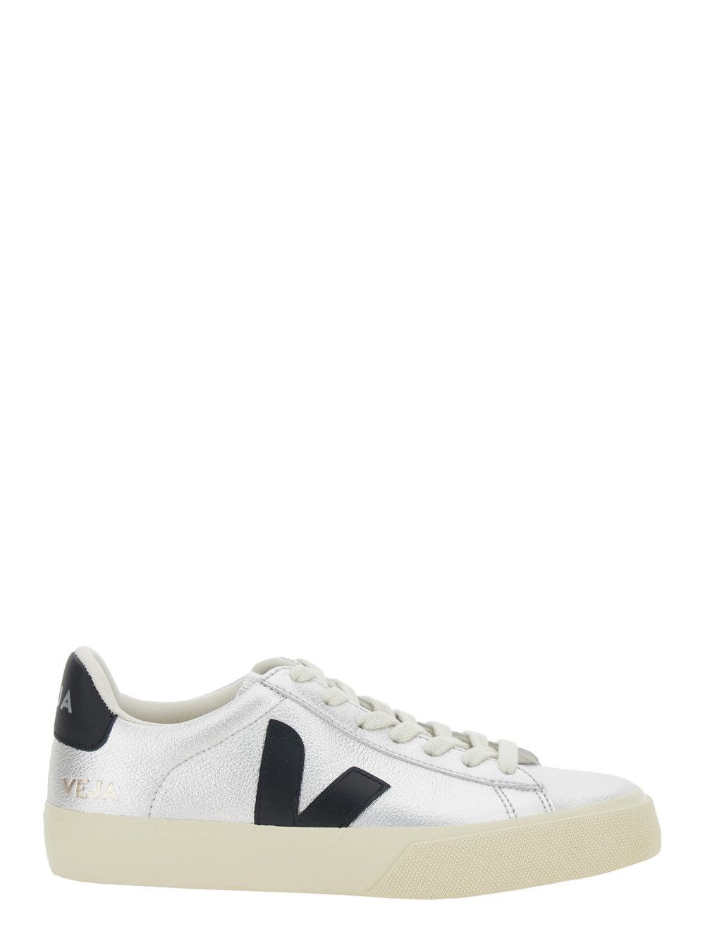 Veja Sneaker 'Campo' with Contrast Heel with Lettering Logo and Logo Patch on the Side in Metallic Leather Unisex Size US 6 / IT 36 - 1 Thumbnail