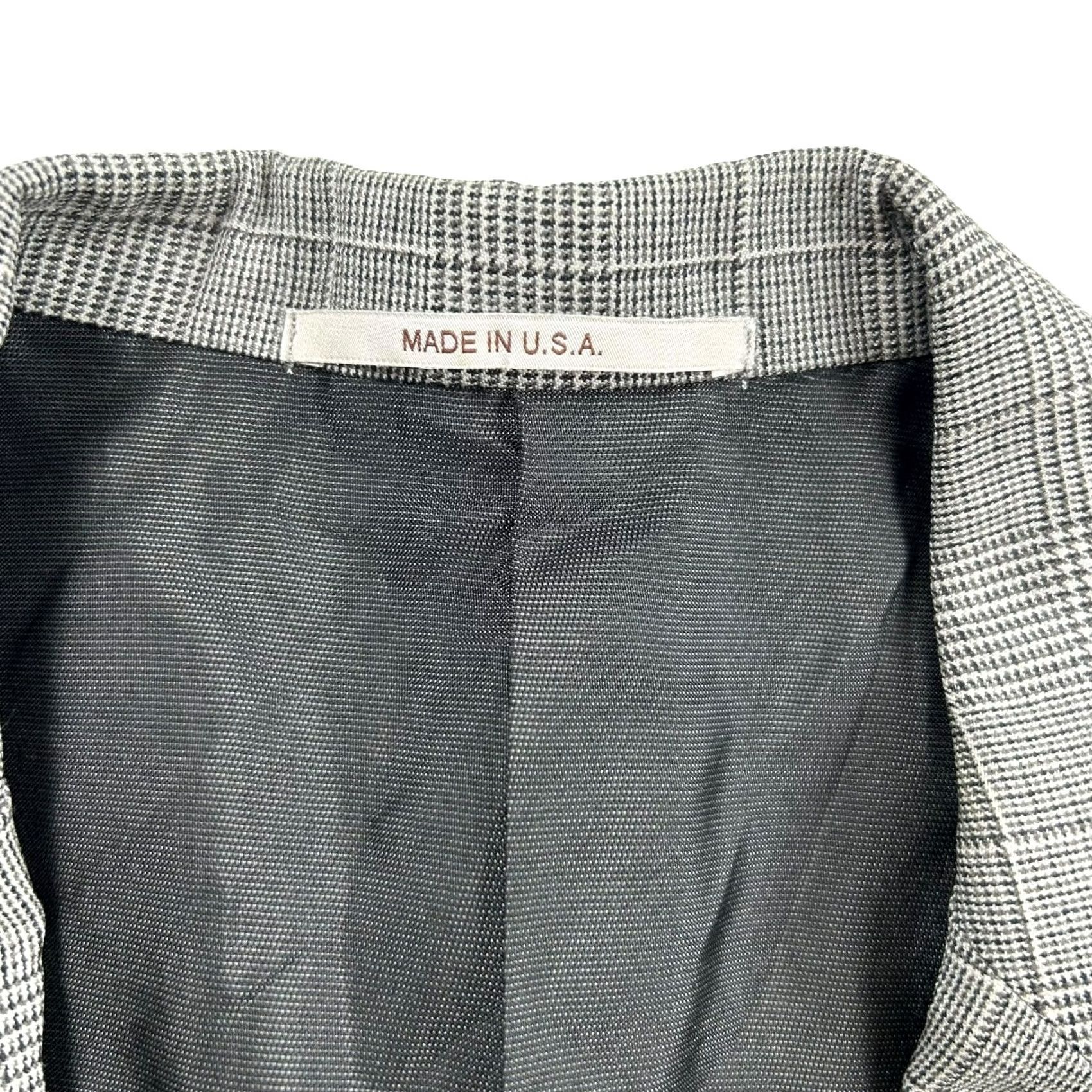 Vintage VINTAGE Hickey Freeman Blazer Plaid 2-Button Wool USA 44L Mens Black/White Glen Plaid Blazer Mens Wool 100% Wool USA 44 Long Men’s Blazer Size 44R - 2 Thumbnail