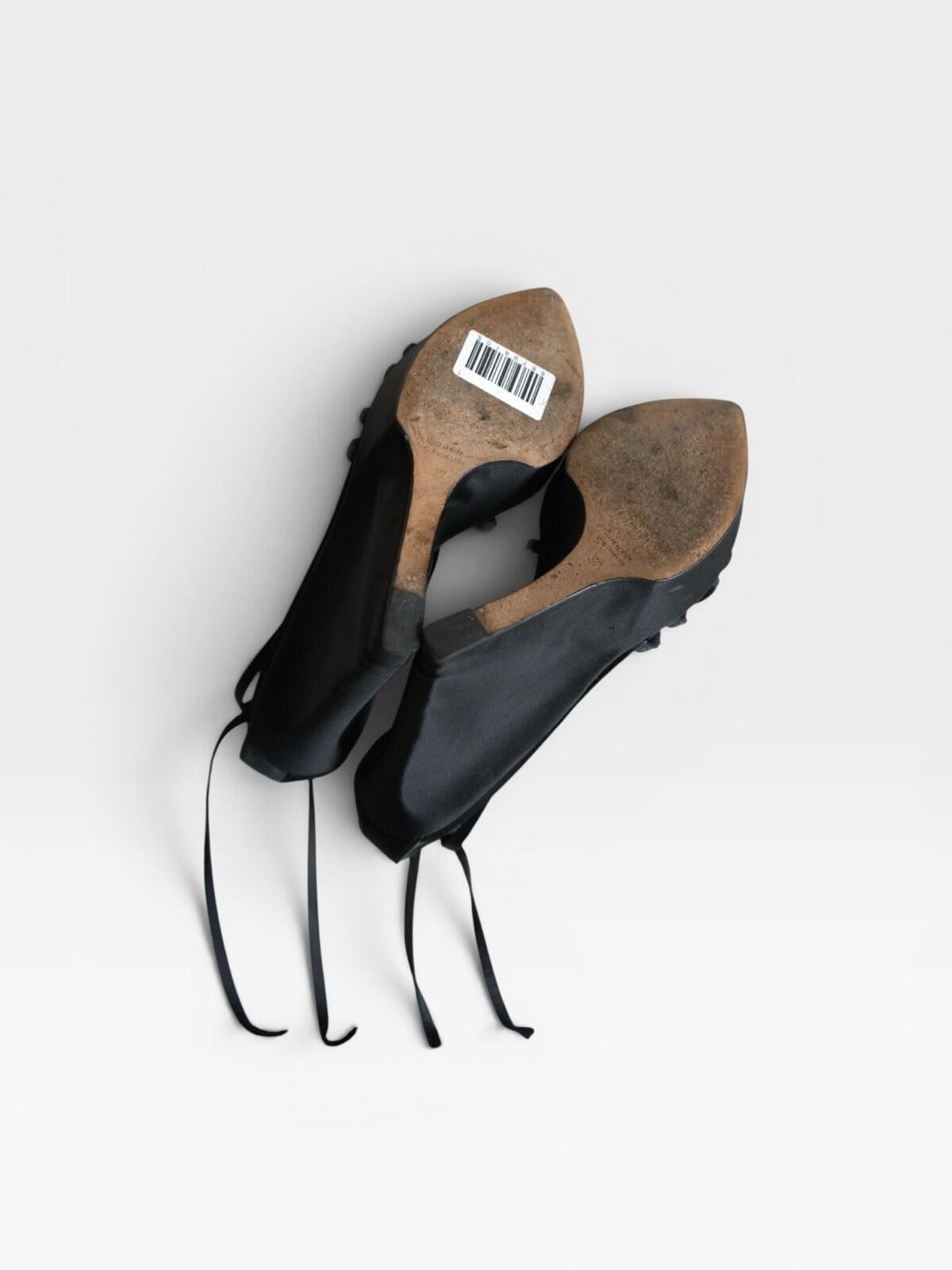 Saint Laurent Paris S/S 2001 Yves Saint Laurent Satin Lace-Up Heels VINTAGE Size US 7 / IT 37 - 9 Thumbnail