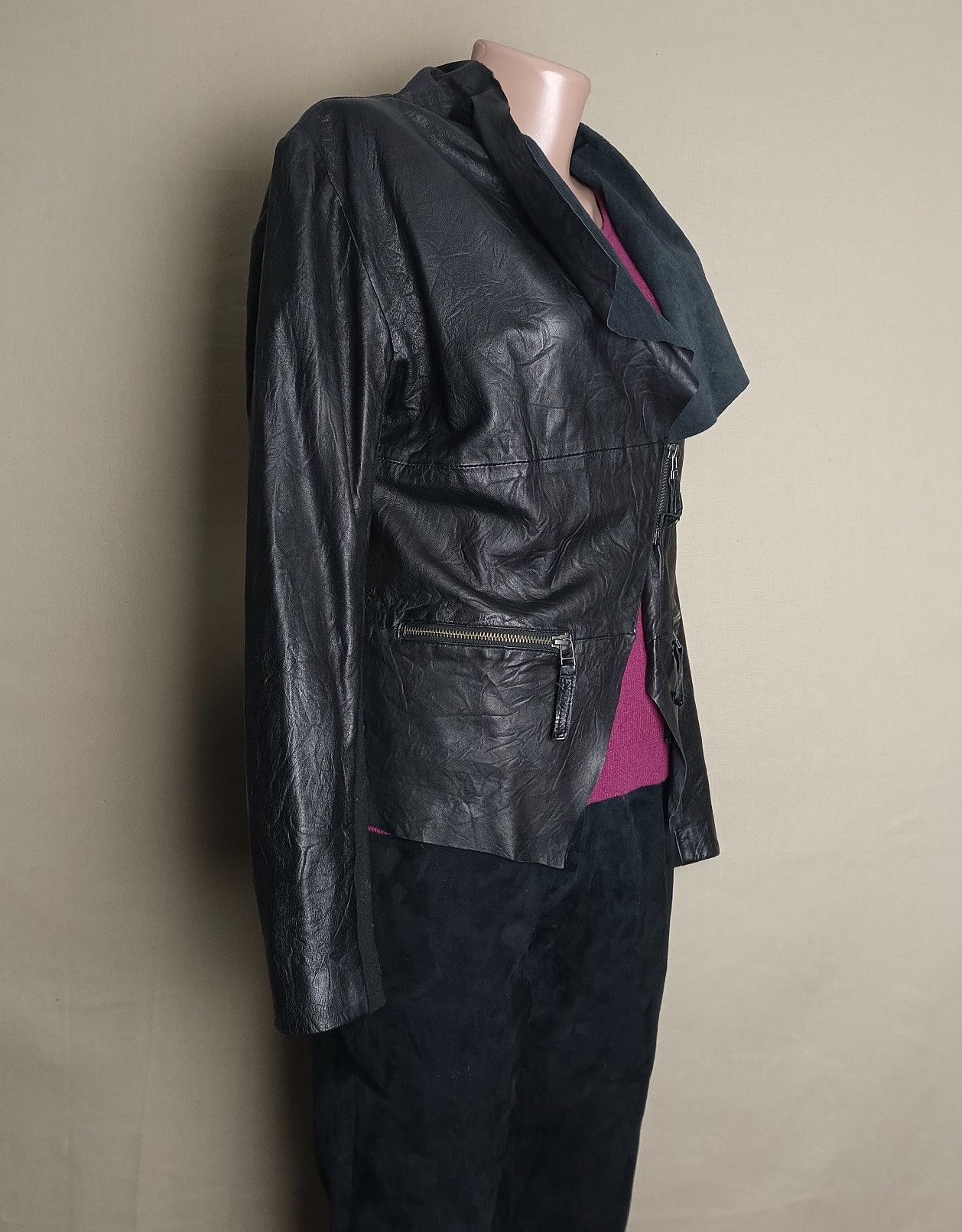 Designer CIGNO NERO Genuine Leather Jacket Black EU 36 Size XS / US 0-2 / IT 36-38 - 2 Thumbnail