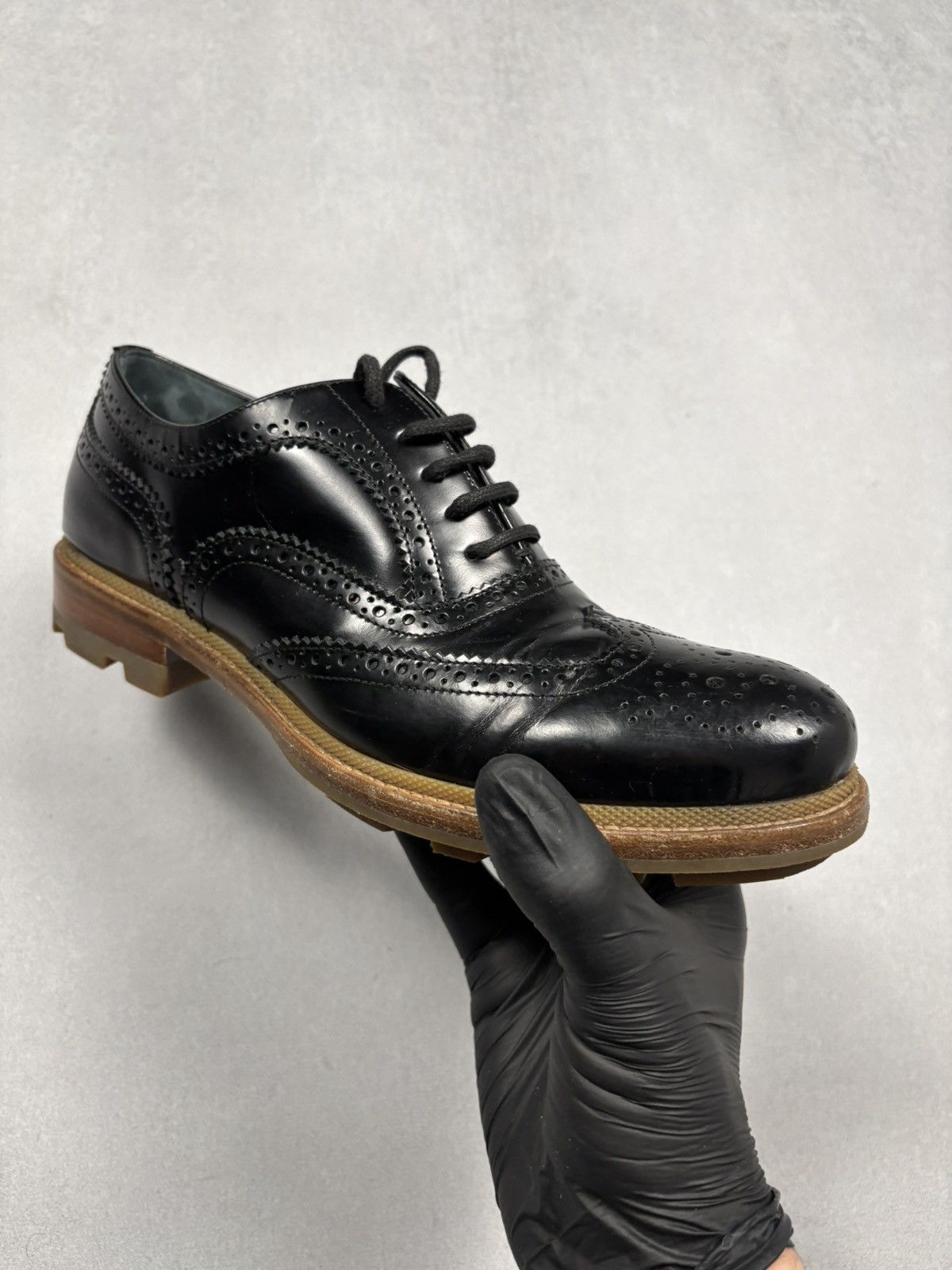 Jil Sander Jil Sander Black Leather Brogue Lug Sole Shoes Size 39 Rare Size US 6 / EU 39 - 17 Thumbnail