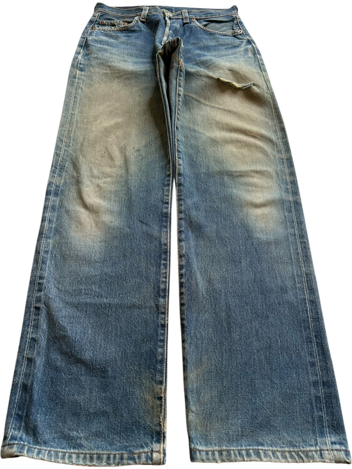 Levi's Vintage 80s Levis 501 Big E Selvedge Loose Jean Button 555 Size US 29 - 2 Thumbnail