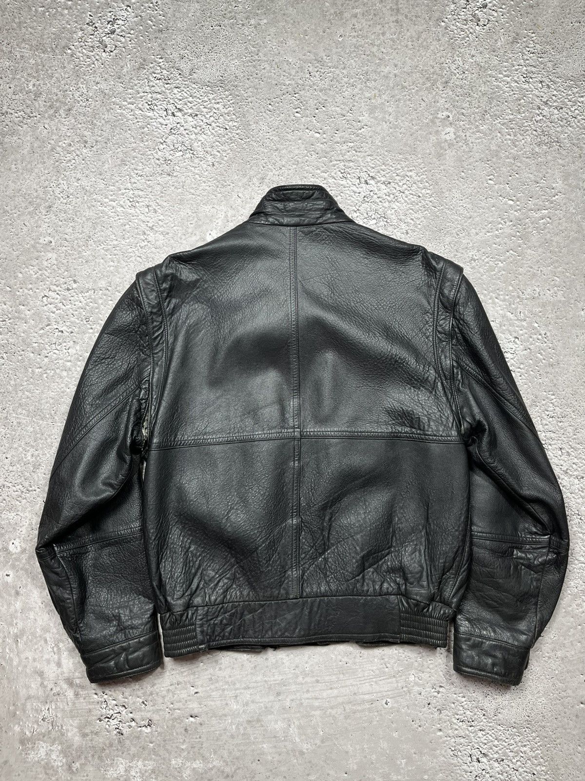 Japanese Brand × Vintage Vintage Leather Bomber Jacket DEPE Zip Black Flight Moto Size US L / EU 52-54 / 3 - 14 Thumbnail