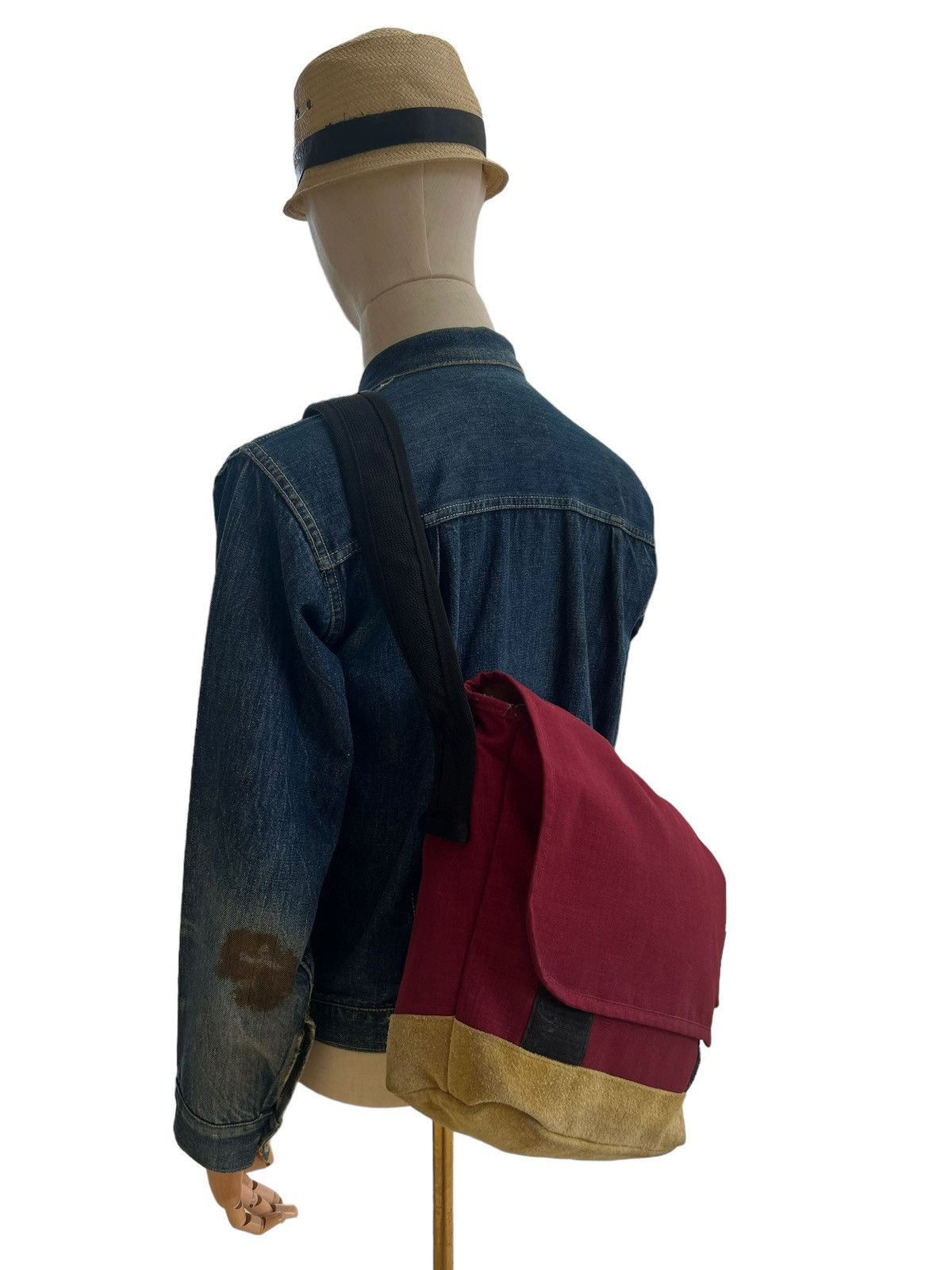 Vintage Anonym Japan Hand Made Nylon Leather Maroon Messenger Bag Size ONE SIZE - 6 Thumbnail