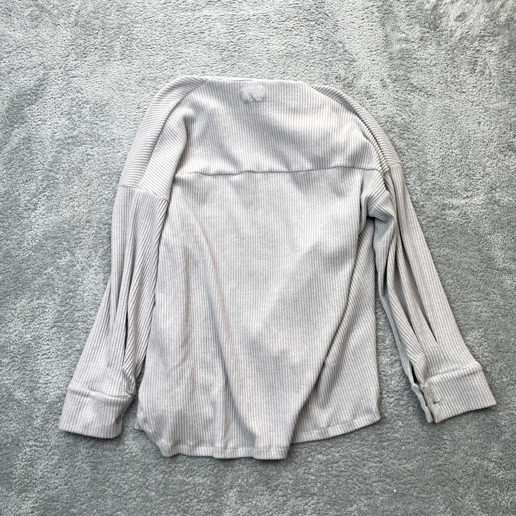 Vintage The Foxy Kind Button Up Shirt Womens XS Gray Stretch Ribbed Casual Classic City Fit Size XS / US 0-2 / IT 36-38 - 2 Thumbnail