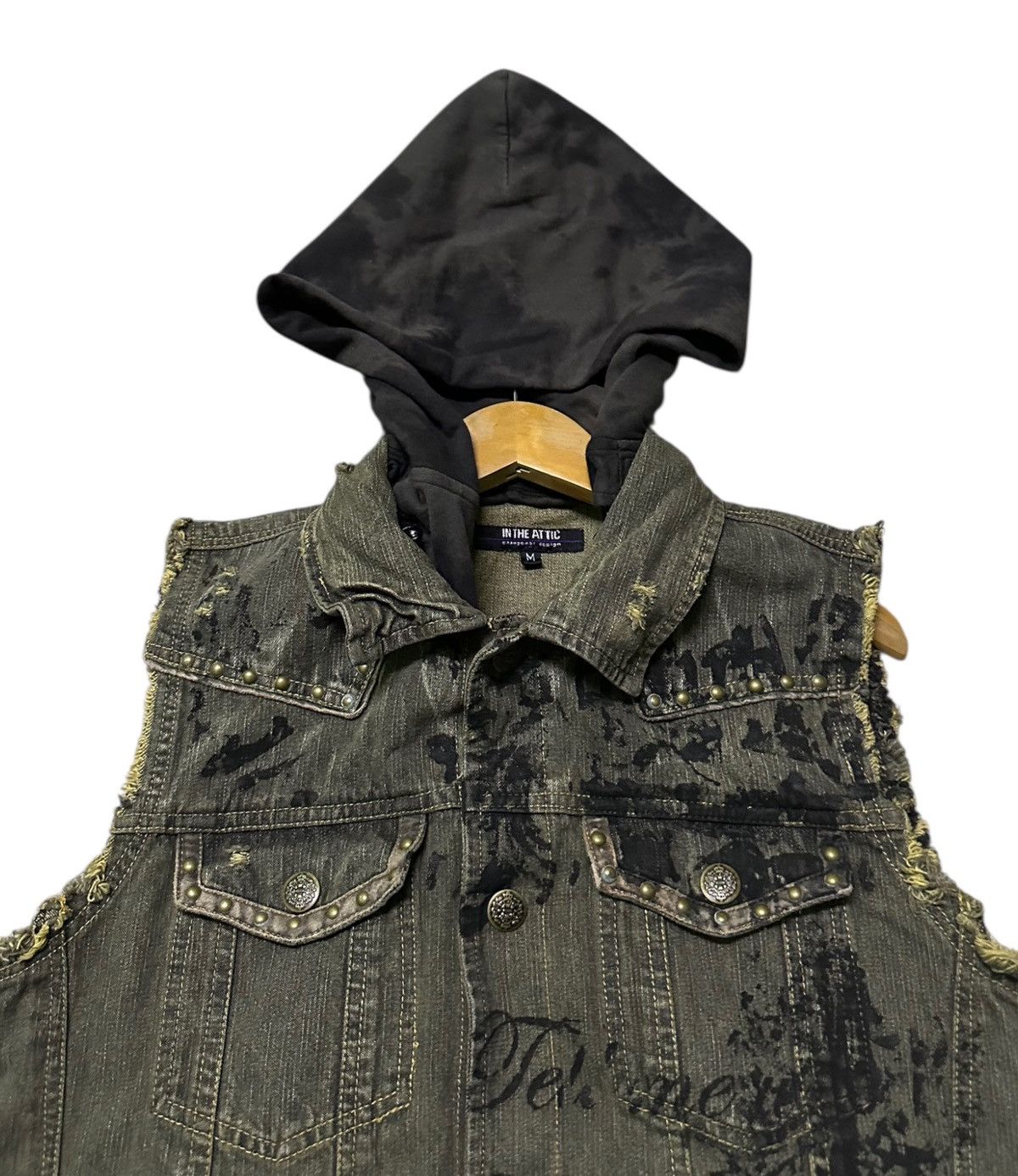 In The Attic In The Attic" brand bondage sleeveless denim jacket hooded Size M / US 6-8 / IT 42-44 - 4 Thumbnail