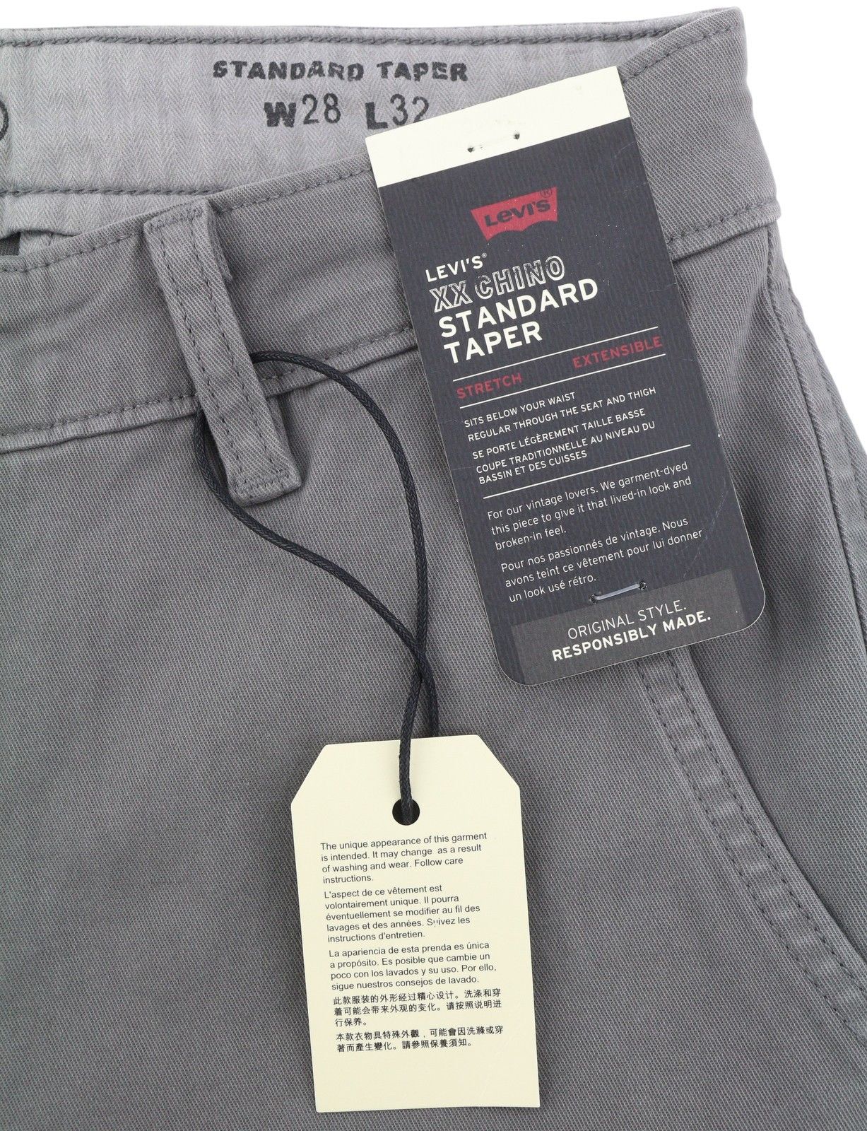 Levi's XX CHINO W28/L32 Grey Taper Stretch Zip Pants 87059 Size US 28 / EU 44 - 7 Thumbnail