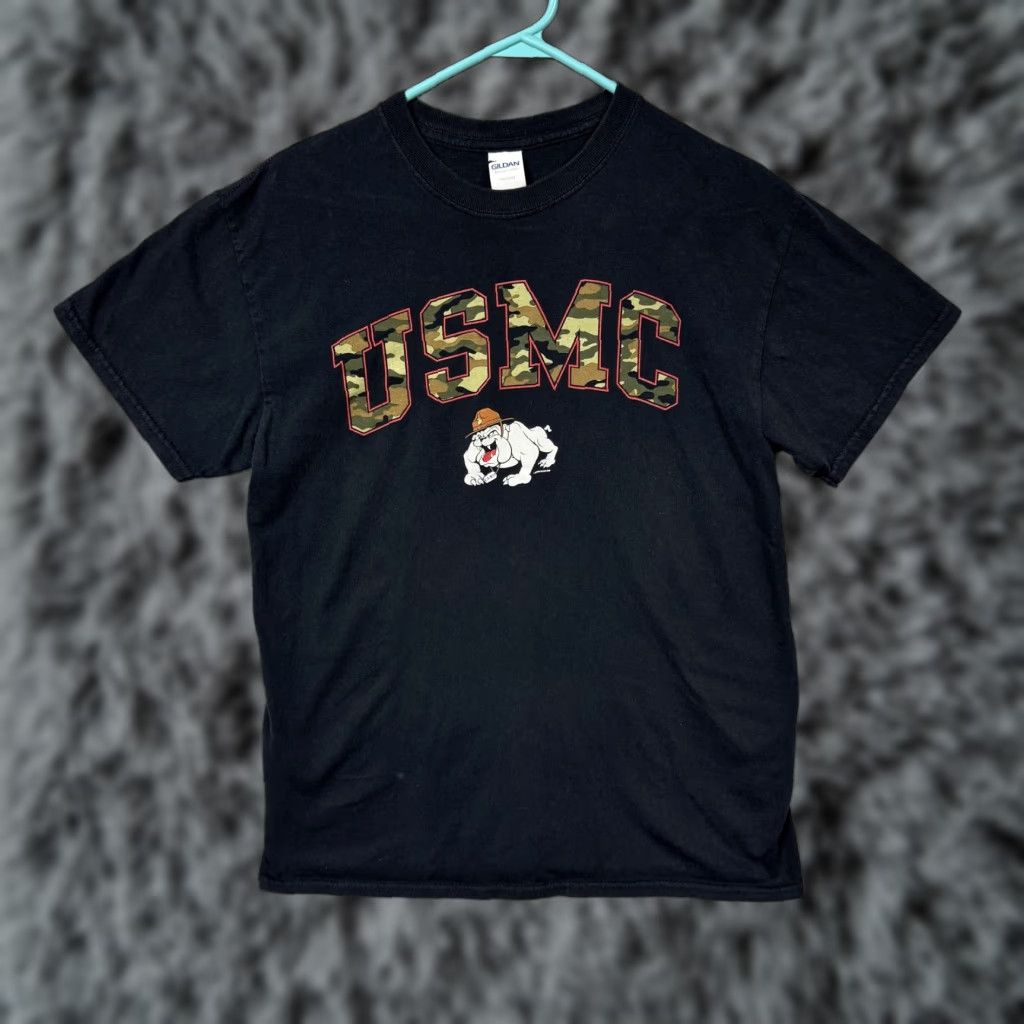 Gildan USMC Shirt Mens Medium Black Bulldog Camo Graphic Military Marines Tee Gildan Size US M / EU 48-50 / 2 - 1 Thumbnail