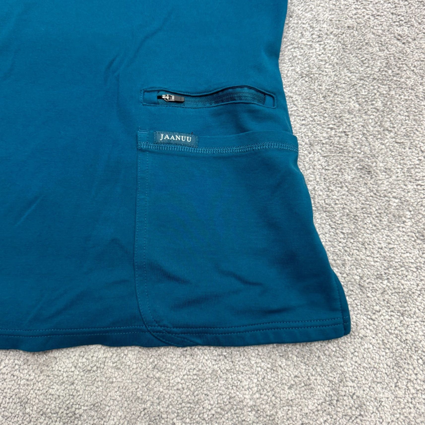 Altea Jaanuu Scrub Top Womens XL Teal Blue Gold Zip V-Neck Medical Uniform Workwear Size XL / US 12-14 / IT 48-50 - 4 Thumbnail