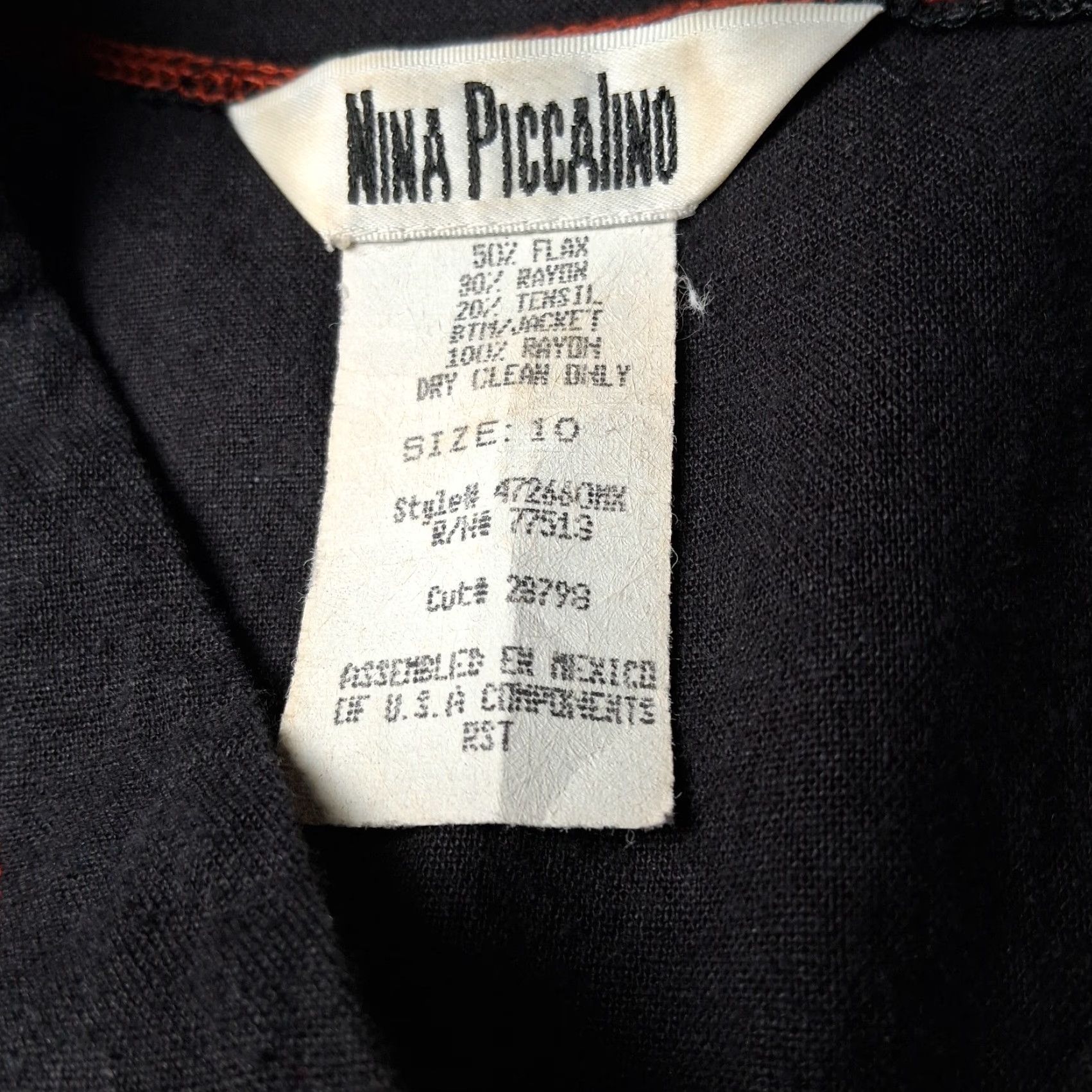 Vintage VINTAGE Nina Piccalino Dress Set Long Beaded Crinkle Rayon Top Maxi Dress 1990s 53" Bumps Beige/Black 10 Womens Size L / US 10 / IT 46 - 5 Thumbnail