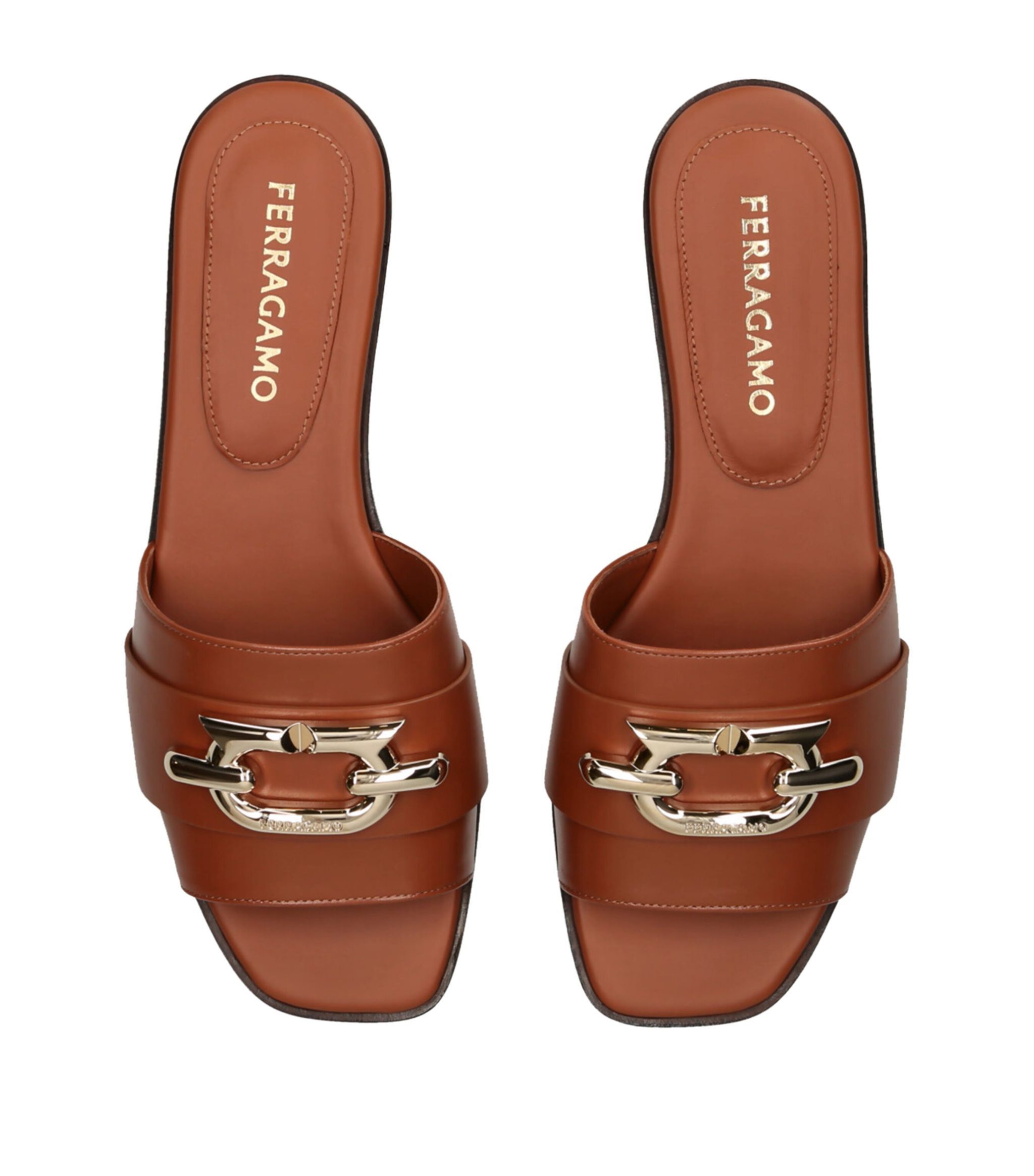 Salvatore Ferragamo o1s1rm0724 Leather Priscilla Slides in Brown Size US 7.5 / IT 37.5 - 4 Thumbnail