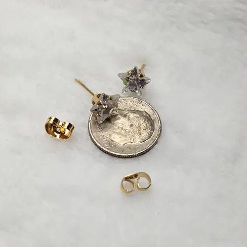 Sterling Silver Gold 7mm Star Stud Earrings - ERG Size ONE SIZE - 3 Thumbnail