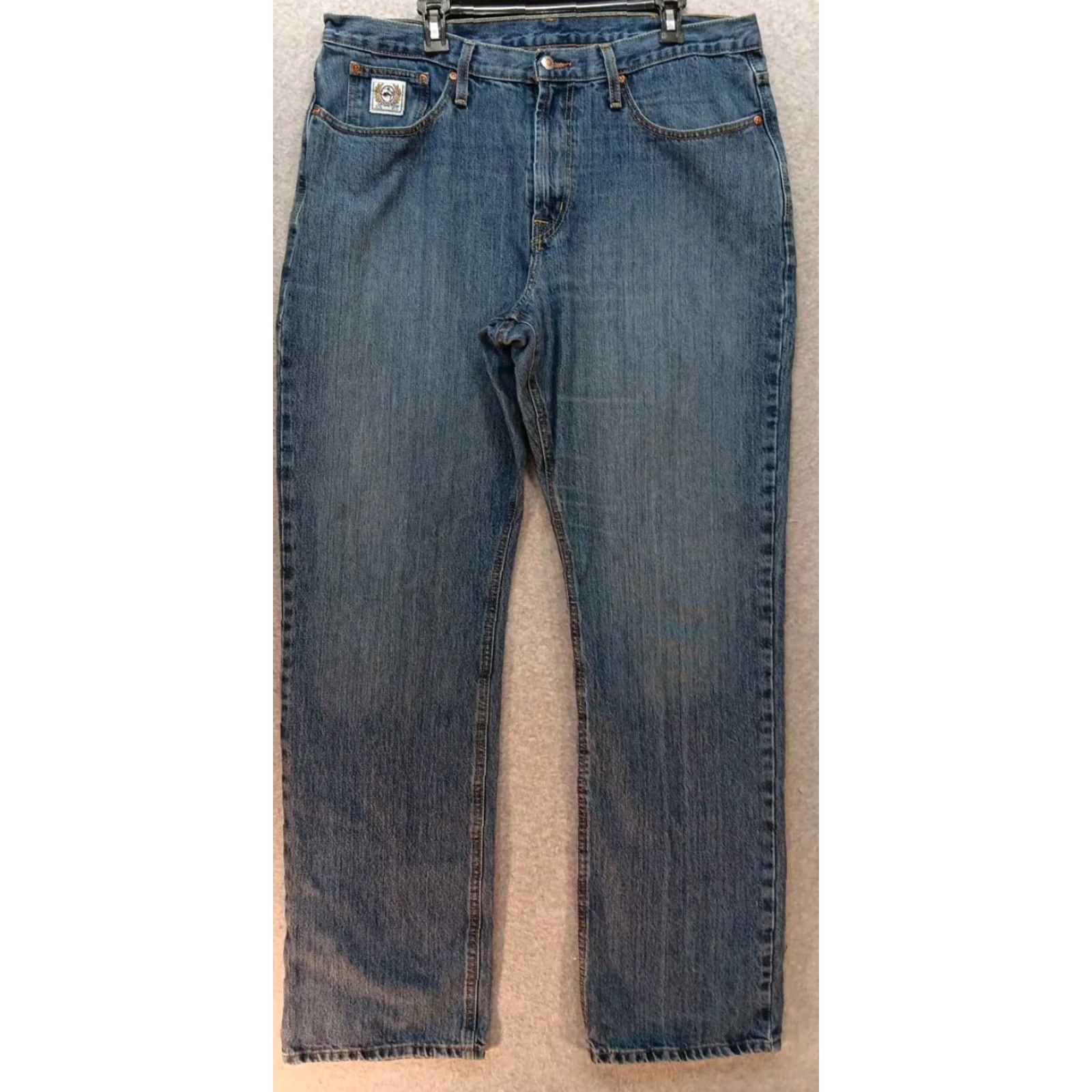 Denime Cinch Men's Jeans 38x36 Blue Denim White Label Straight Medium Wash Western Size US 38 / EU 54 - 2 Thumbnail