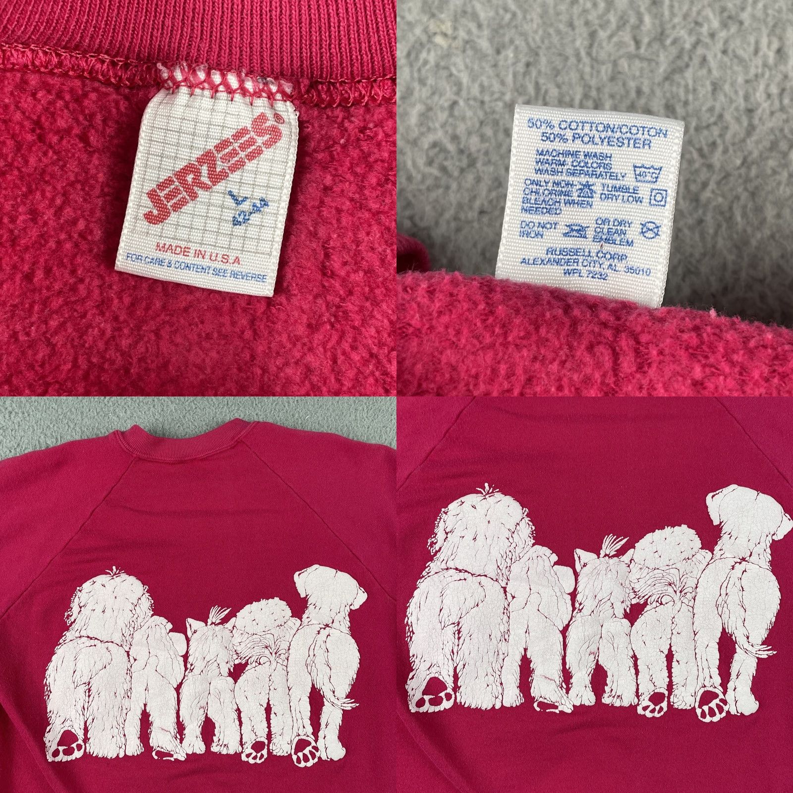 Jerzees Vtg Jerzees Pink Large Raglan Sweatshirt Men Crew Neck 90s Double Sided Dog Print USA Made Raglan Sweatshirt Size US L / EU 52-54 / 3 - 9 Thumbnail