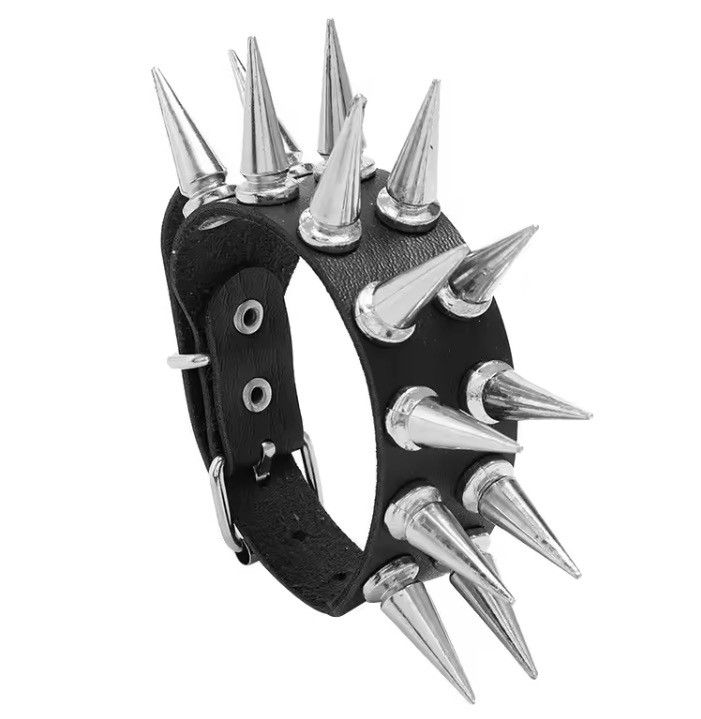 Jewelry Leather Spike Wristband Bracelet Size ONE SIZE - 6 Thumbnail