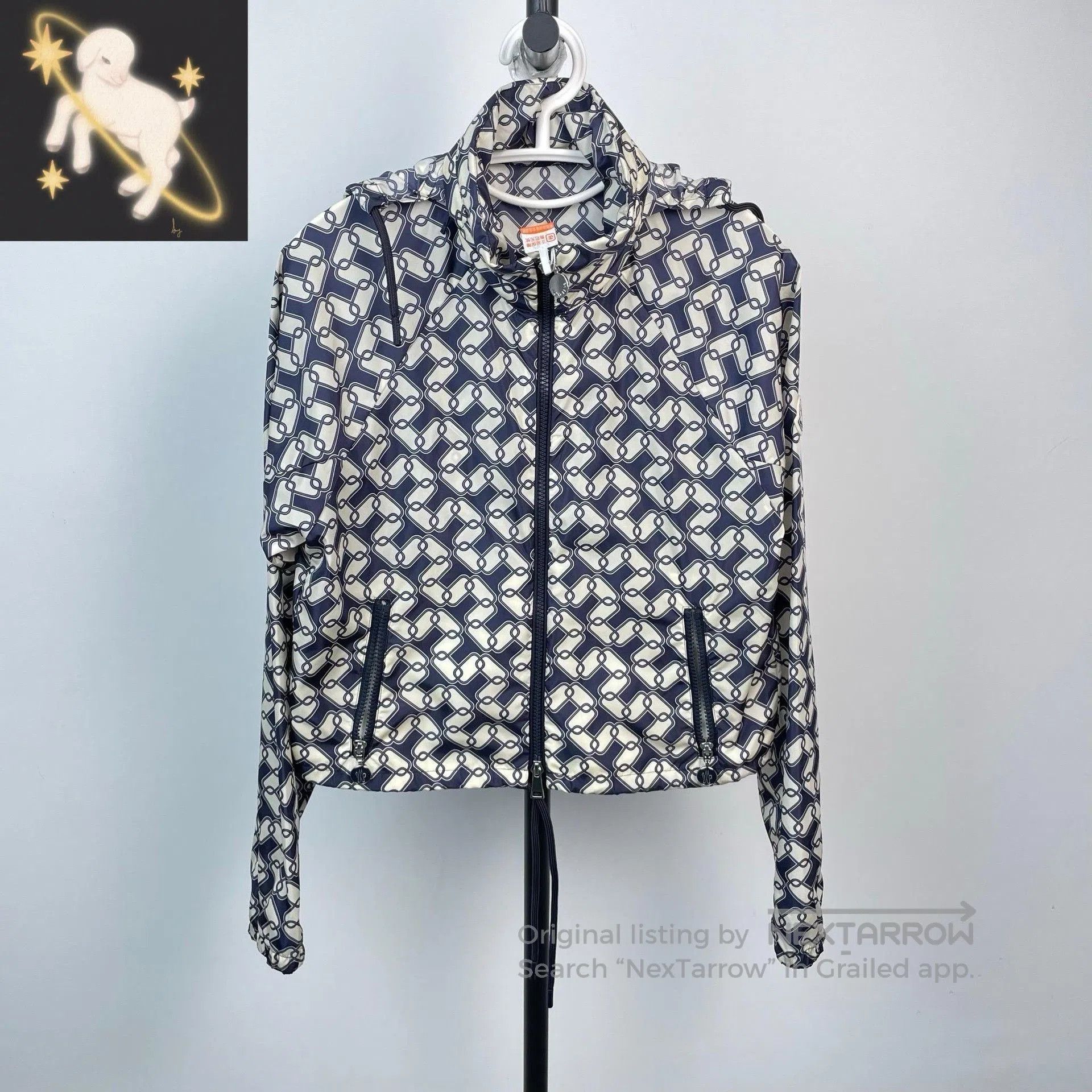 Moncler Moncler Blue White Monogram Hooded Jacket. Size XS / US 0-2 / IT 36-38 - 1 Thumbnail