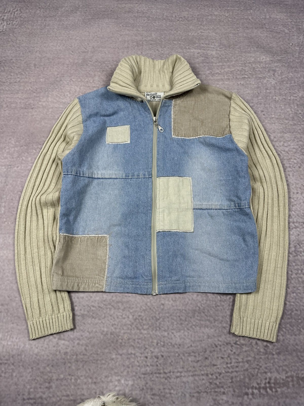 Vintage Vintage Crazy World LGB Style Patchwork Zip Sweater Size M / US 6-8 / IT 42-44 - 1 Thumbnail