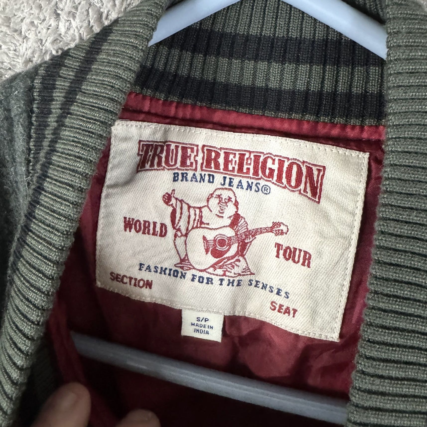 True Religion True Religion Jacket Mens S Green Wool Varsity Snap Front Back Logo Graphic Size US S / EU 44-46 / 1 - 7 Thumbnail