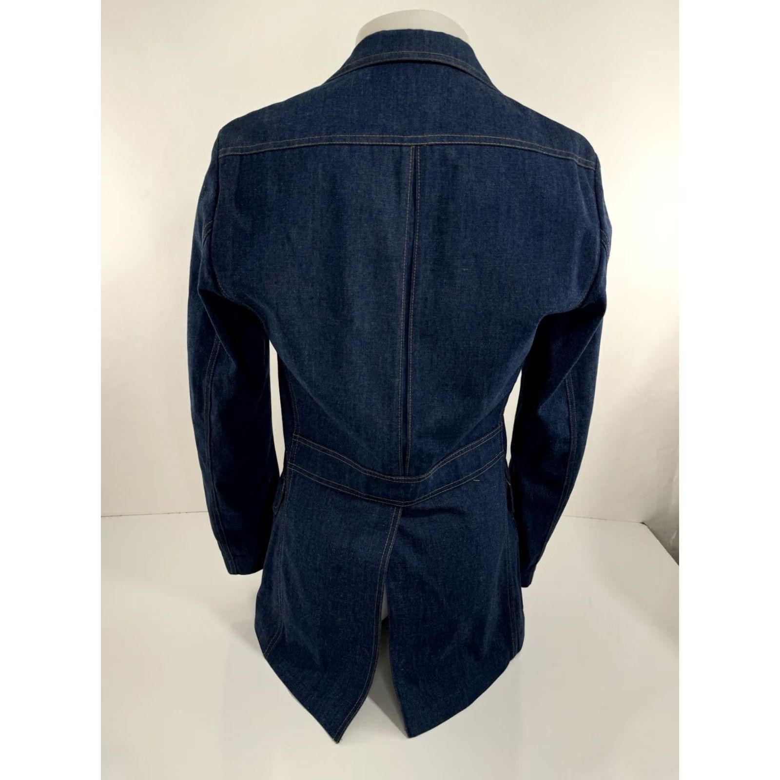Lee LEE Denim Blazer Belted Vintage 38 Long Blue Cotton Men Muted 90s Jacket Womens? Size 38R - 4 Thumbnail