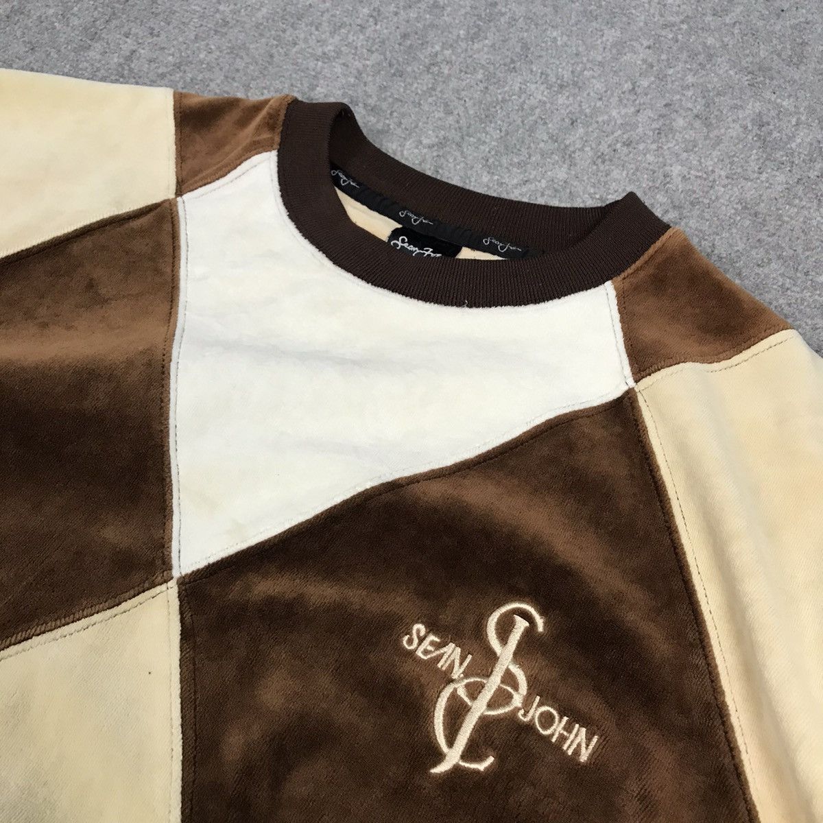 Japanese Brand × Sean John SEAN JHON PATCHWORK VELVET SUN FADED SWEATSHIRT Size US XL / EU 56 / 4 - 7 Thumbnail