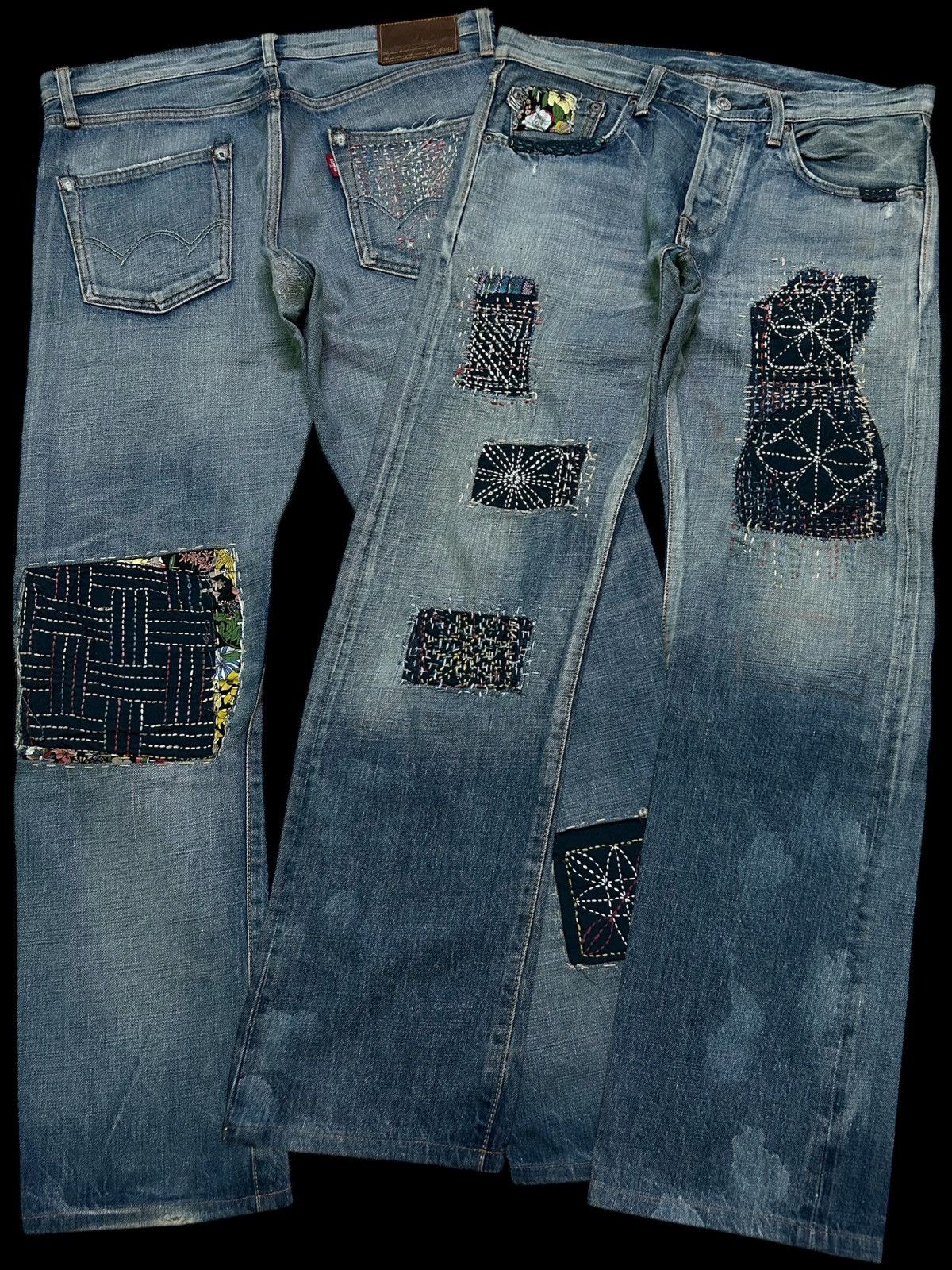 Edwin × Kapital × Vintage 🔥 VINTAGE EDWIN SELVEDGE DISTRESSED CUSTOM MADE DENIM JEANS Size US 34 / EU 50 - 1 Thumbnail