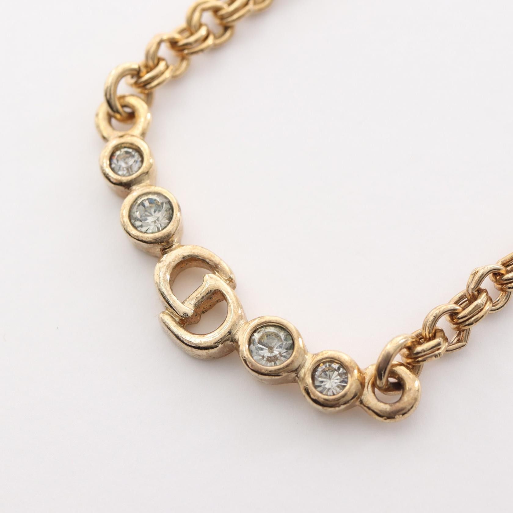 Dior Dior CD Rhinestone Chain Necklace Metal Necklace in Very Good Condition Size ONE SIZE - 1 Thumbnail