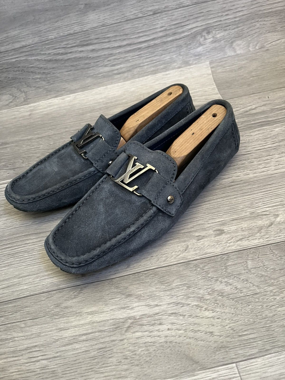 Louis Vuitton Louis Vuitton montcarlo blue suede loafers Size US 8 / EU 41 - 1 Thumbnail