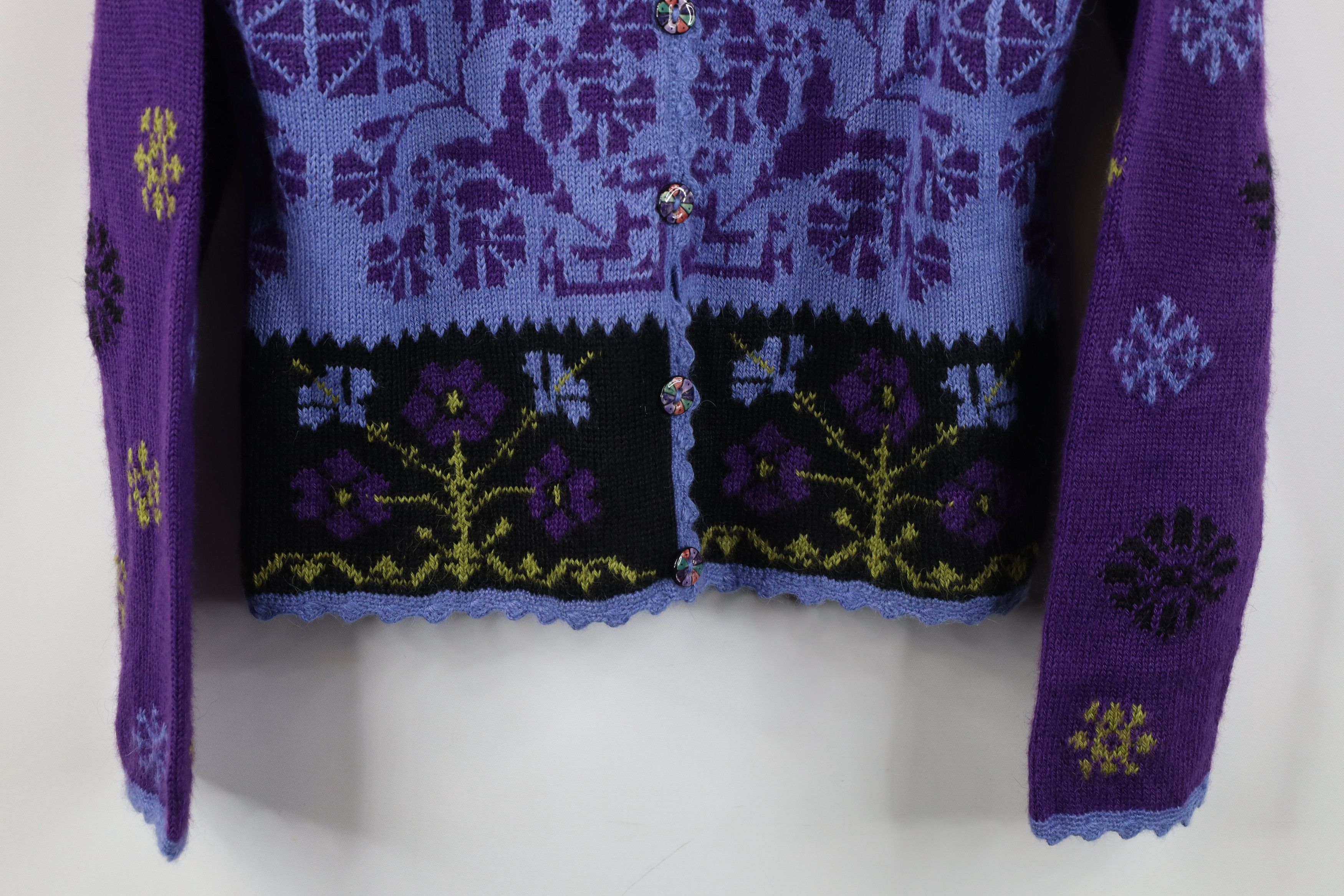 Vintage Vintage 90s Streetwear Blend Flower Knit Cardigan Sweater Size M / US 6-8 / IT 42-44 - 3 Thumbnail