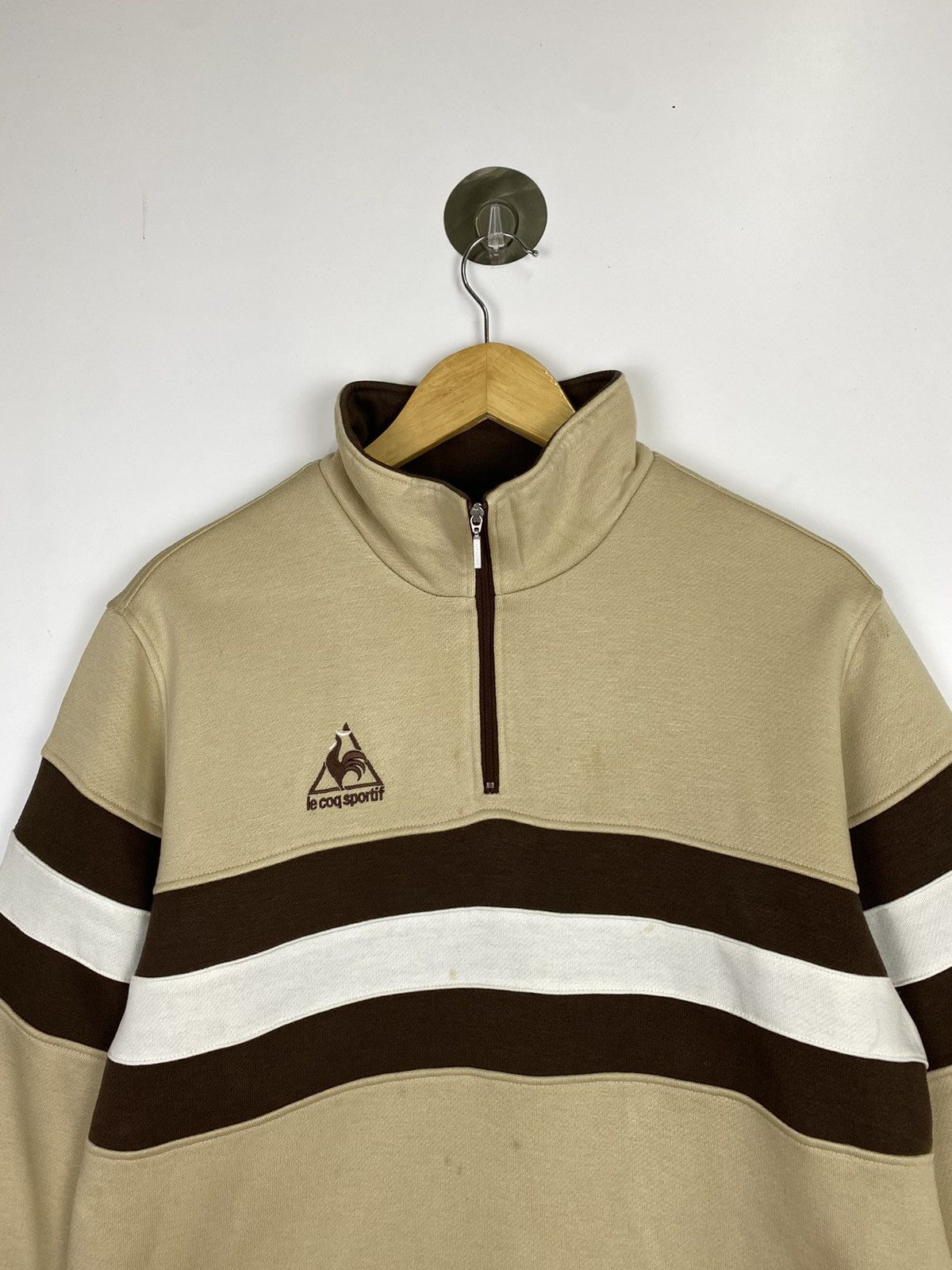 Le Coq Sportif × Vintage Vintage Le Coq Sportif Half Zipper Stripe Size US XL / EU 56 / 4 - 3 Thumbnail