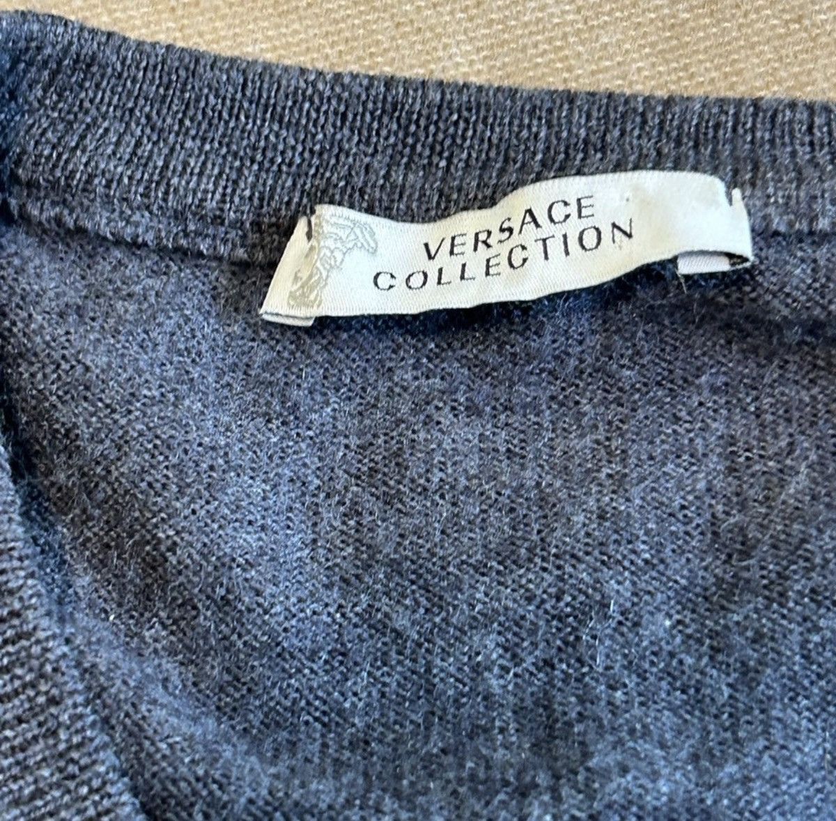 Versace Versace Collection V-Neck Sweater Gray Wool Medusa Logo Size US L / EU 52-54 / 3 - 5 Thumbnail