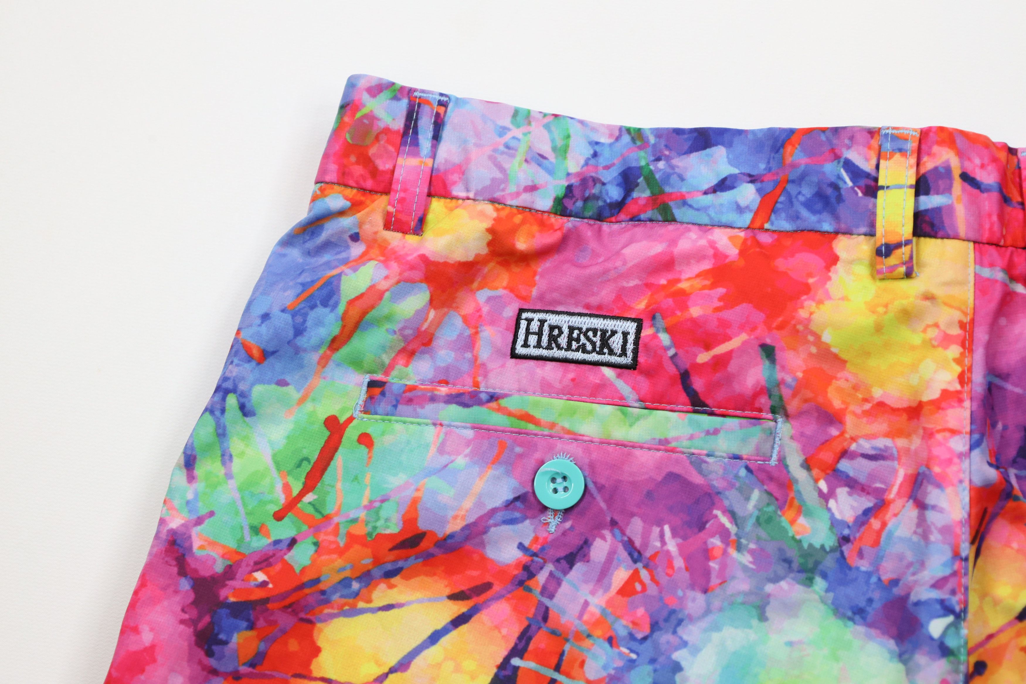 Vintage Hreski Golf Rainbow Paint Splatter Golfing Chino Shorts Size US 34 / EU 50 - 9 Thumbnail