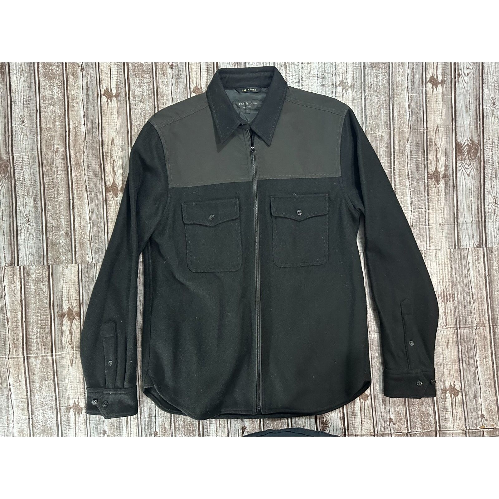 Rag & Bone Rag & Bone wool blend full zip Shirt Jacket Size S color bla Size US S / EU 44-46 / 1 - 1 Thumbnail