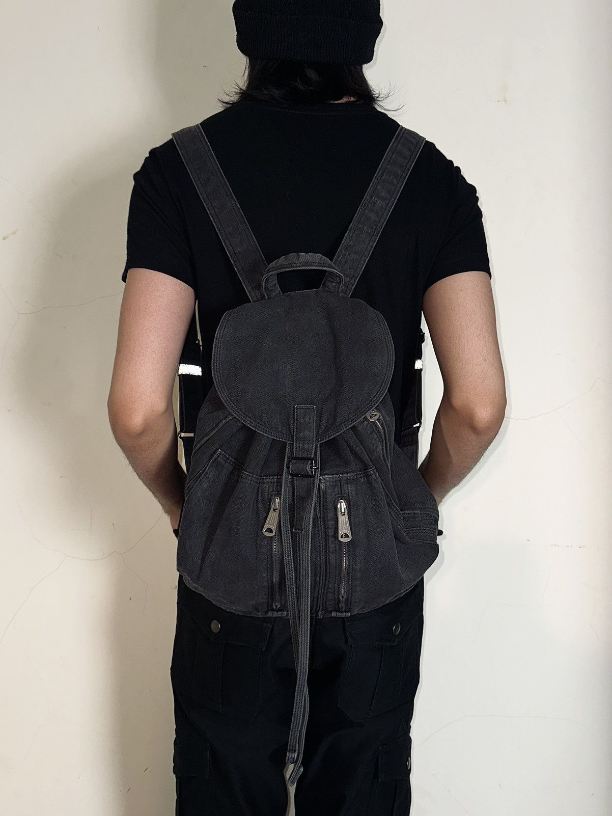 Porter Faded Black Drawstring Rucksack
