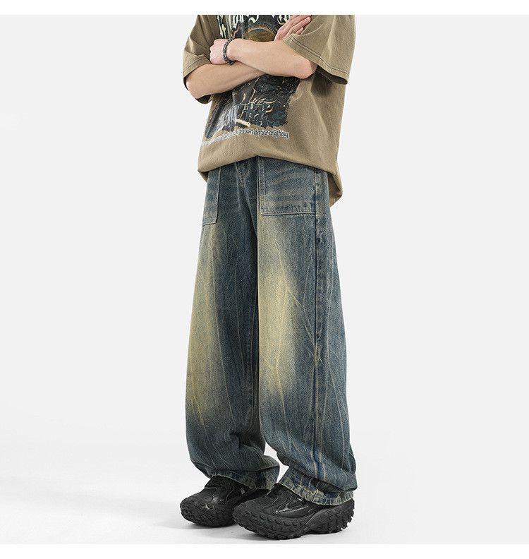 Japanese Brand × Jean High street lightning pattern men's loose wide-leg jeans Size US 32 / EU 48 - 4 Thumbnail