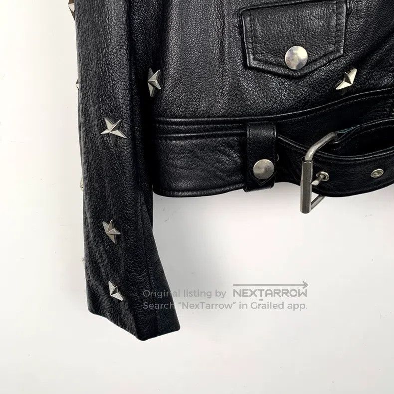 Acne Studios Acne Studios Black Star Studs Notched Collar Zip-Up Leathe Size XXS / US 00 / IT 34 - 4 Thumbnail