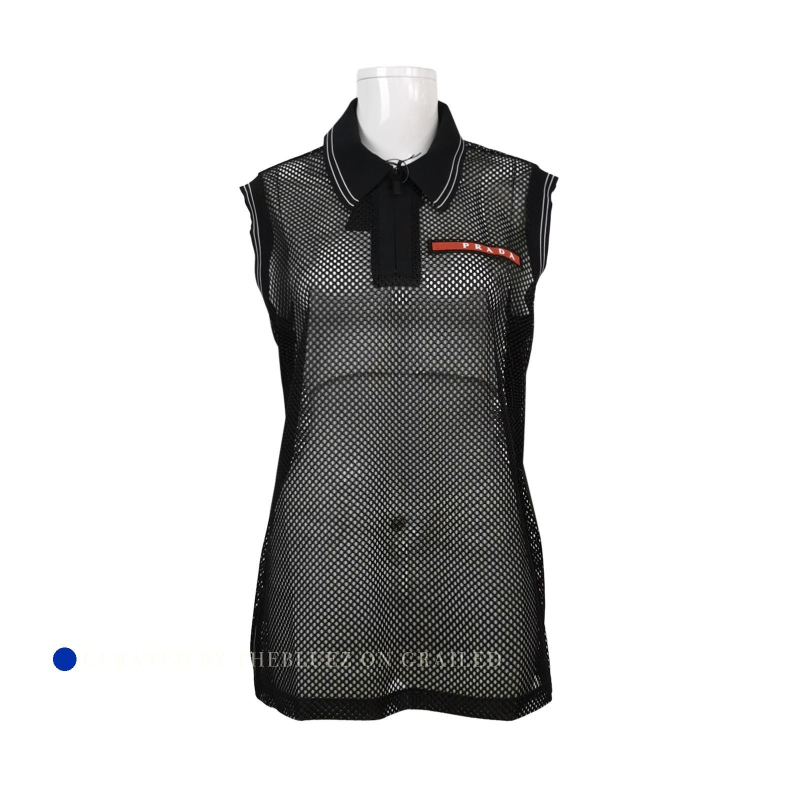 Prada Mesh Logo Polo Shirt in Black Size US L / EU 52-54 / 3 - 1 Thumbnail
