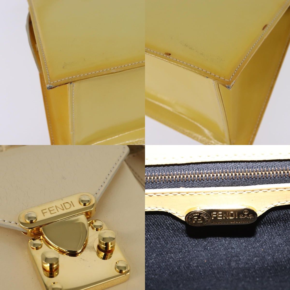 Fendi FENDI Hand Bag Patent Leather Yellow Gold Size ONE SIZE - 11 Thumbnail