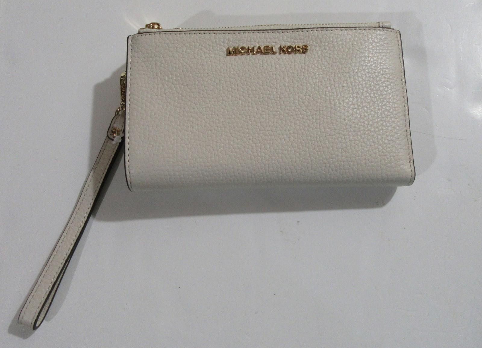 Michael Kors Michael Kors Jet Set Travel Double Zip Leather Wallet Ecru Size ONE SIZE - 1 Thumbnail