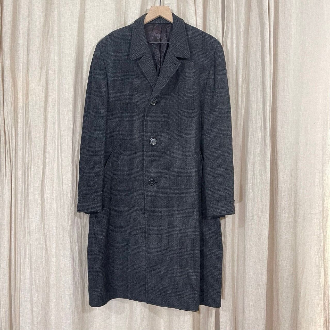 image of Vintage 1950S 1960S Lord Bruce Hunt Barclay Plaid Overcoat in Grey, Men's (Size XL)