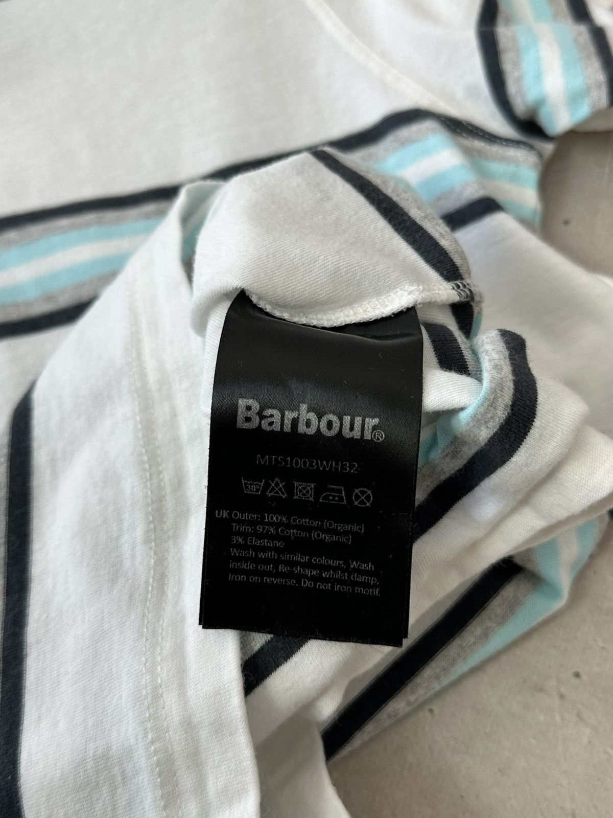 Barbour Barbour Tailored Fit White Stripped Cotton Short Sleeve Tee Size US S / EU 44-46 / 1 - 9 Thumbnail