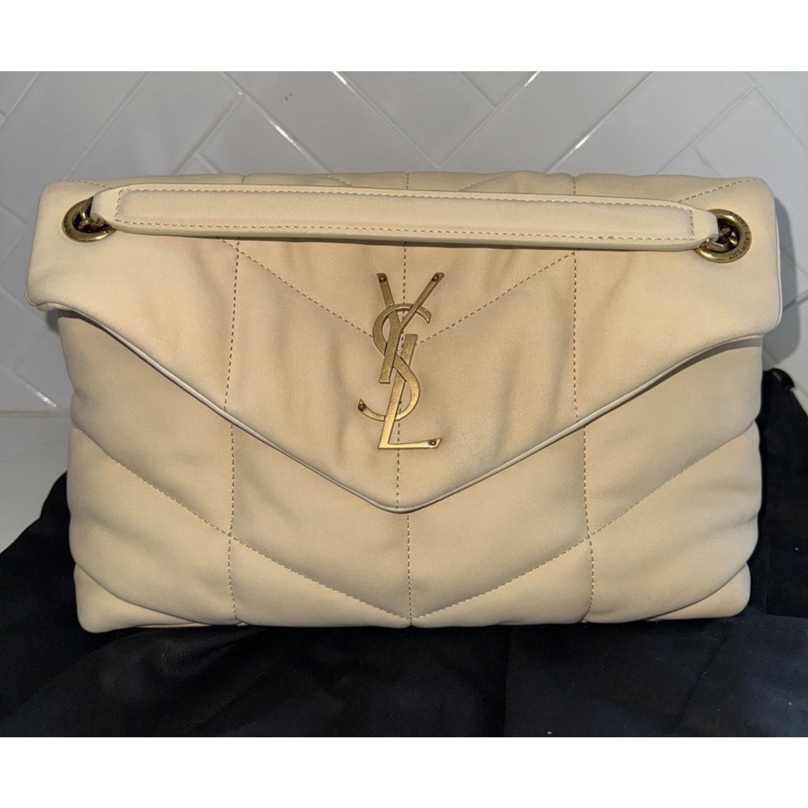 Yves Saint Laurent Saint Laurent YSL Burro Beige Leather Shoulder Crossbody Bag Size ONE SIZE - 4 Thumbnail