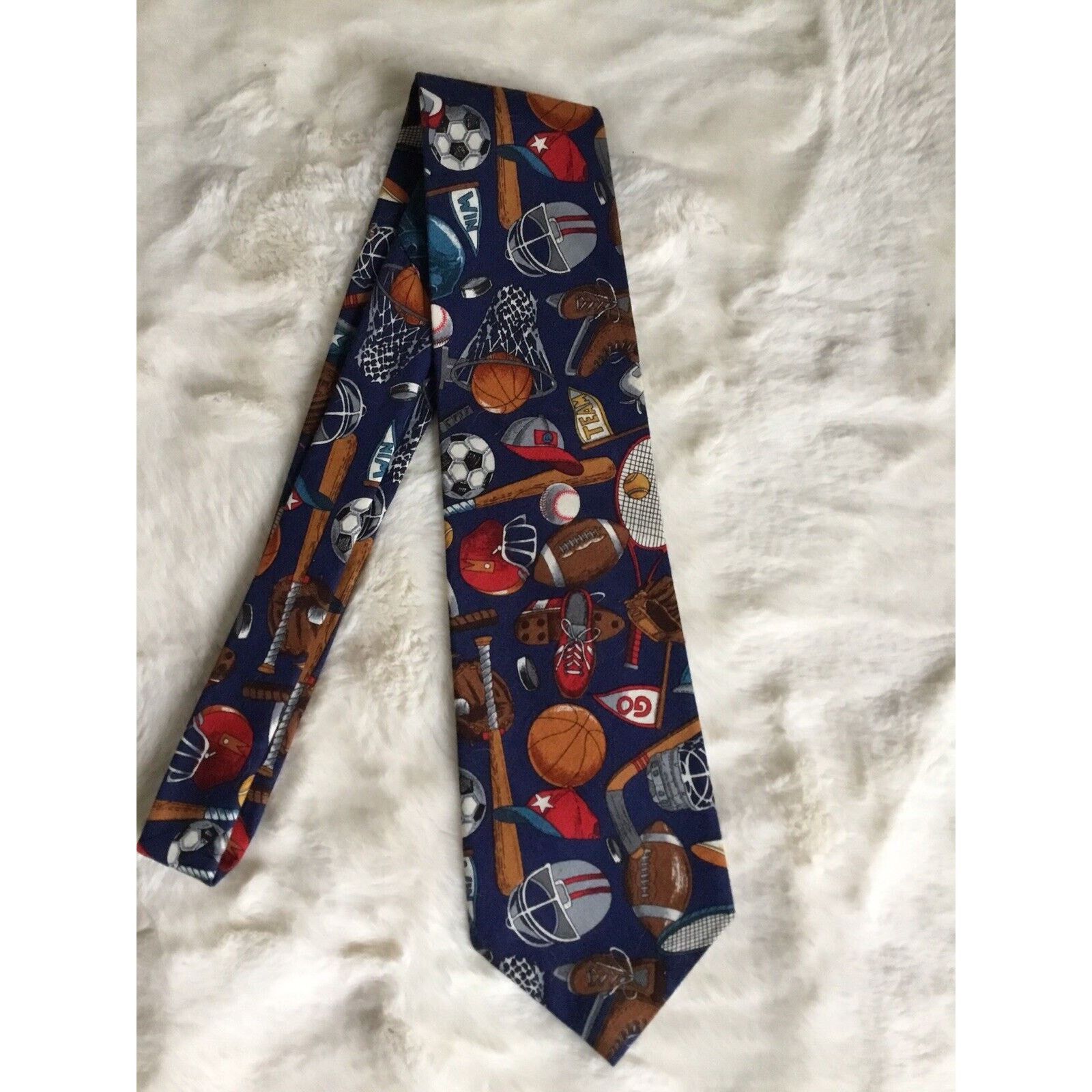 & Other Stories Bean McGee Tie Sports Football Baseball Hockey 100% Cotton Size ONE SIZE - 1 Thumbnail