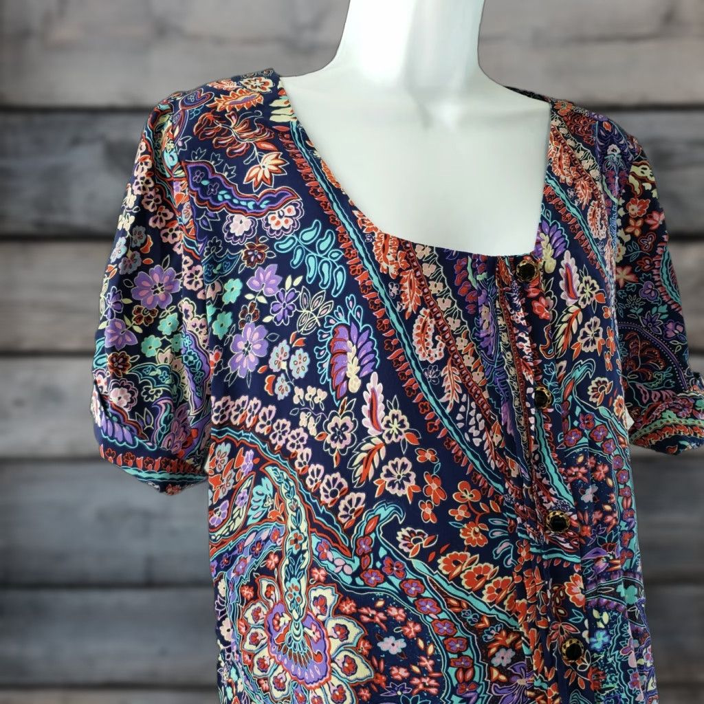 Vintage Yumi Kim Blouse Womens Silk Red Floral Short Sleeve Size S Size S / US 4 / IT 40 - 1 Thumbnail